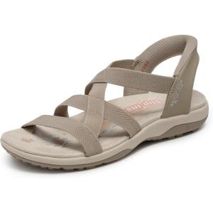 Skechers womens Reggae Slim – Stretch Flex Hands Free Slip-ins(Taupe)