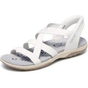 Skechers womens Reggae Slim – Stretch Flex Hands Free Slip-ins(White)