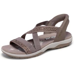 Skechers womens Reggae Slim – Summer Sparkle(Mocha)