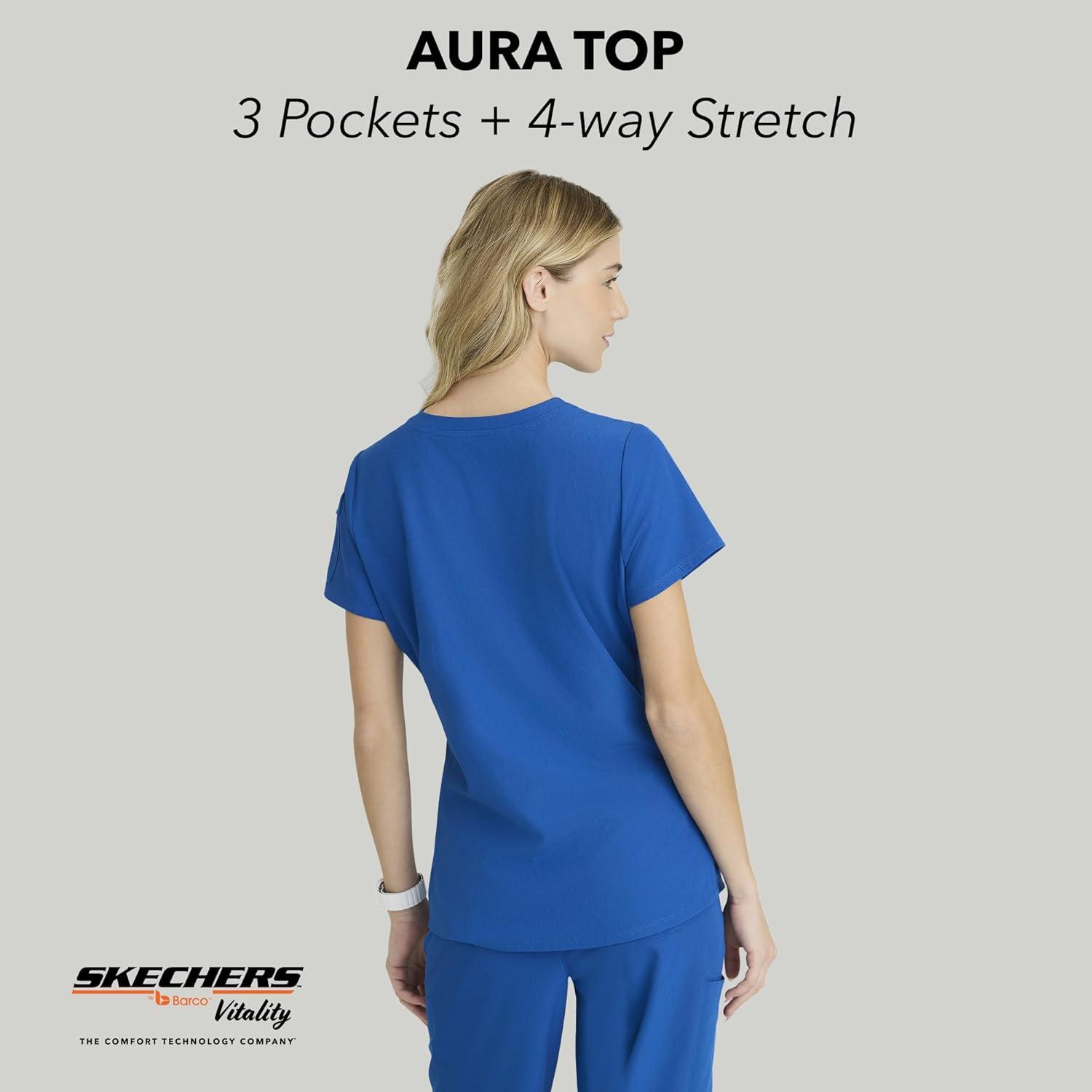 imageBARCO Skechers Vitality Aura Classic Fit Scrub Top for Women 3Pocket Classic VNeck Top with 4Way StretchNew Royal