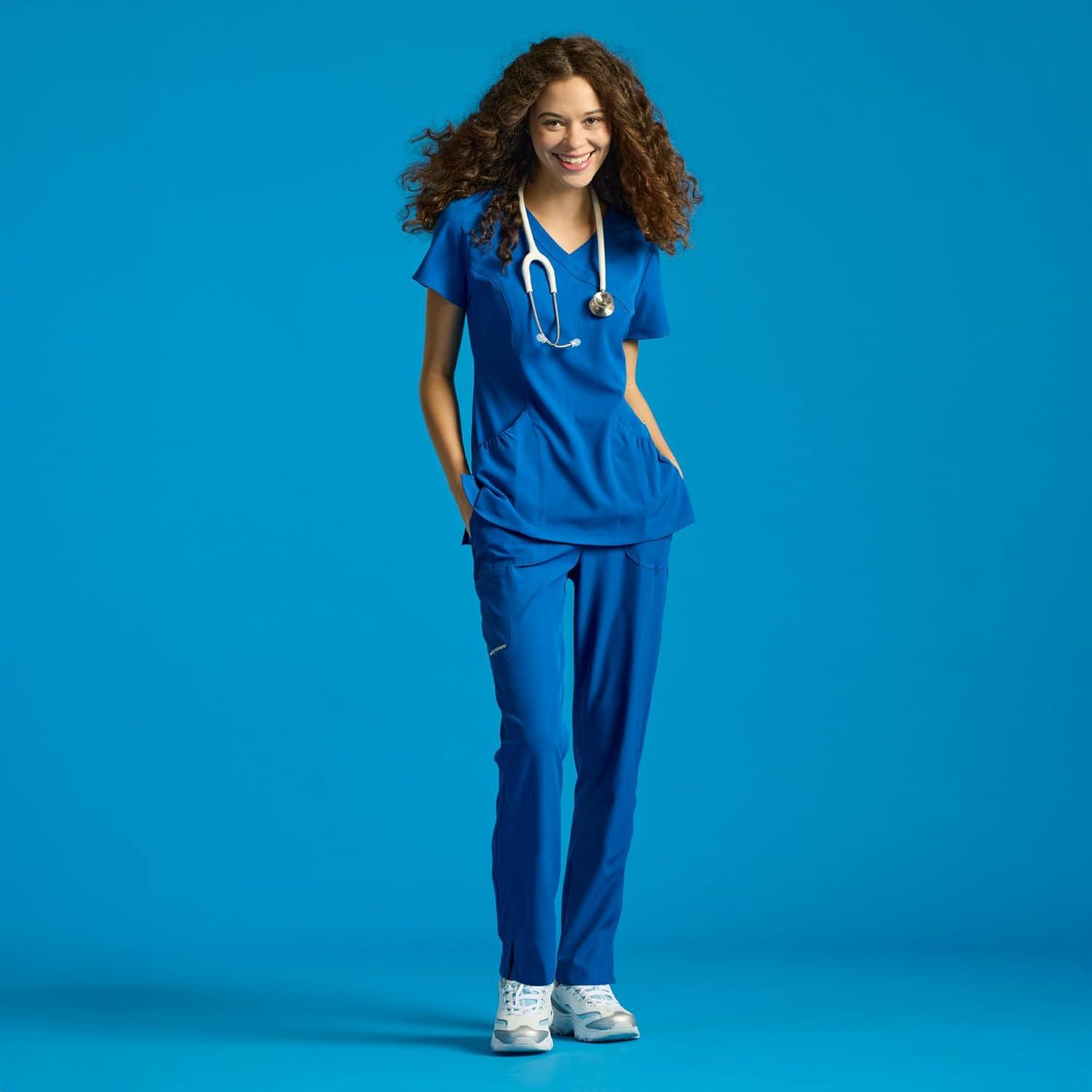 imageBARCO Skechers Vitality Aura Classic Fit Scrub Top for Women 3Pocket Classic VNeck Top with 4Way StretchNew Royal