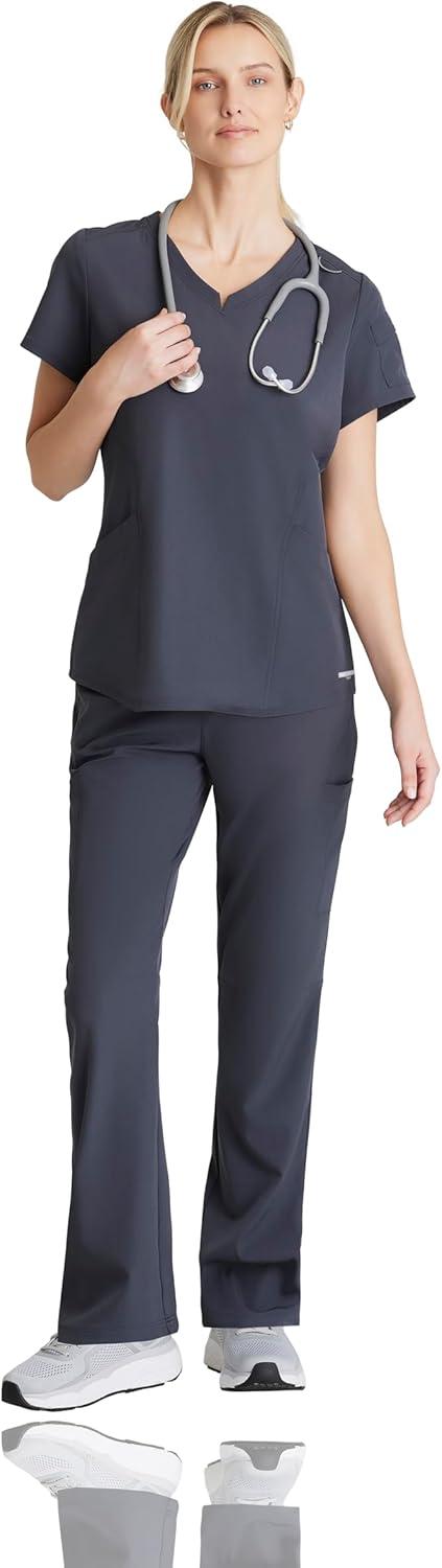 imageBARCO Skechers Vitality Aura Classic Fit Scrub Top for Women 3Pocket Classic VNeck Top with 4Way StretchPewter