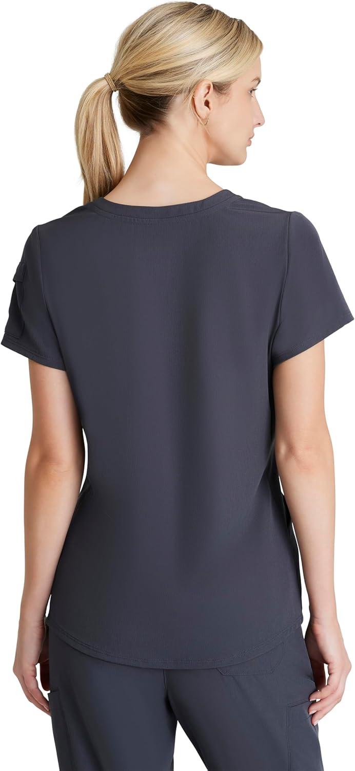 imageBARCO Skechers Vitality Aura Classic Fit Scrub Top for Women 3Pocket Classic VNeck Top with 4Way StretchPewter