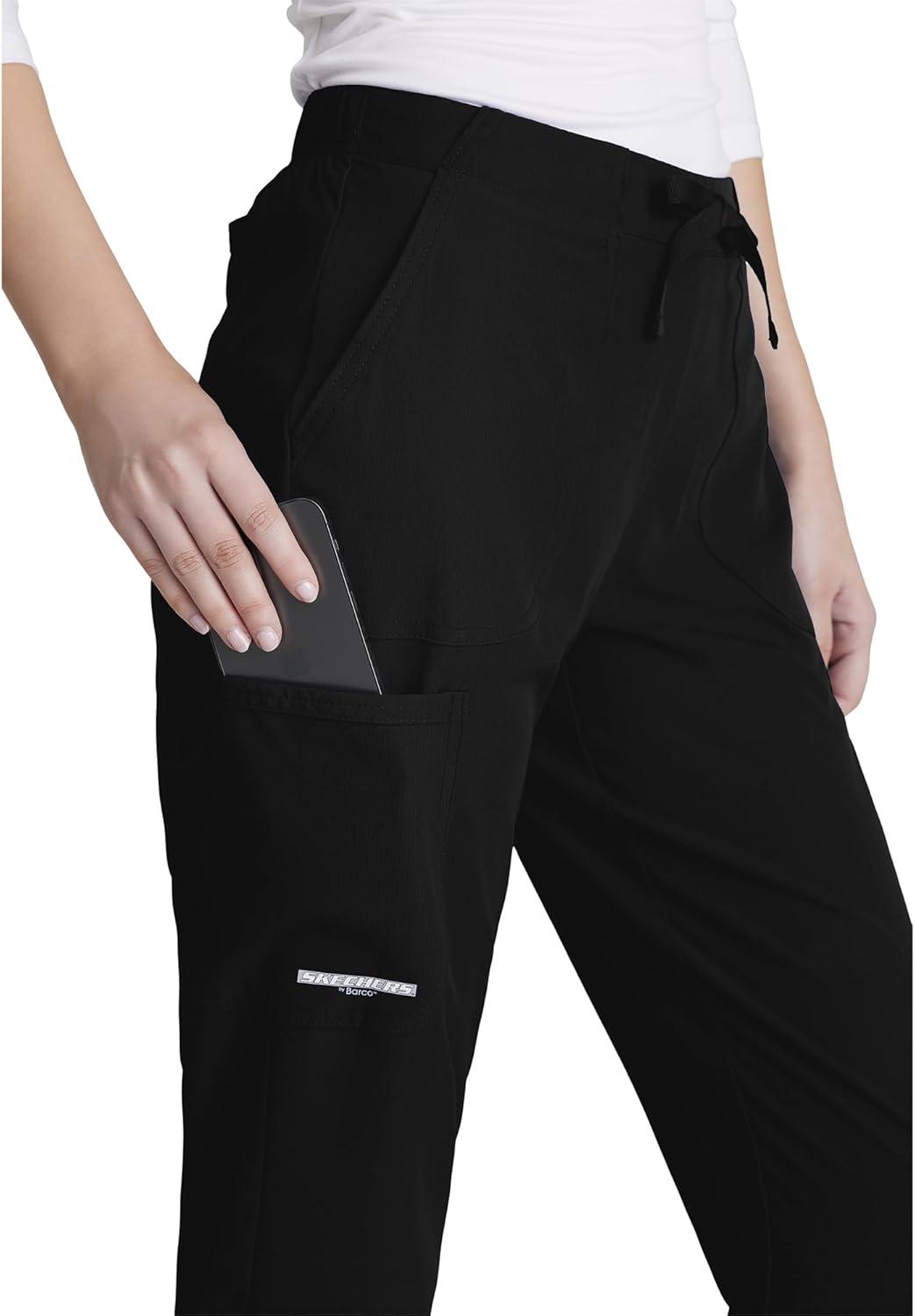 imageBARCO Skechers Vitality Charge Scrub Pant for Women MidRise Medical Pant 4Way Stretch Womens Scrub PantBlack