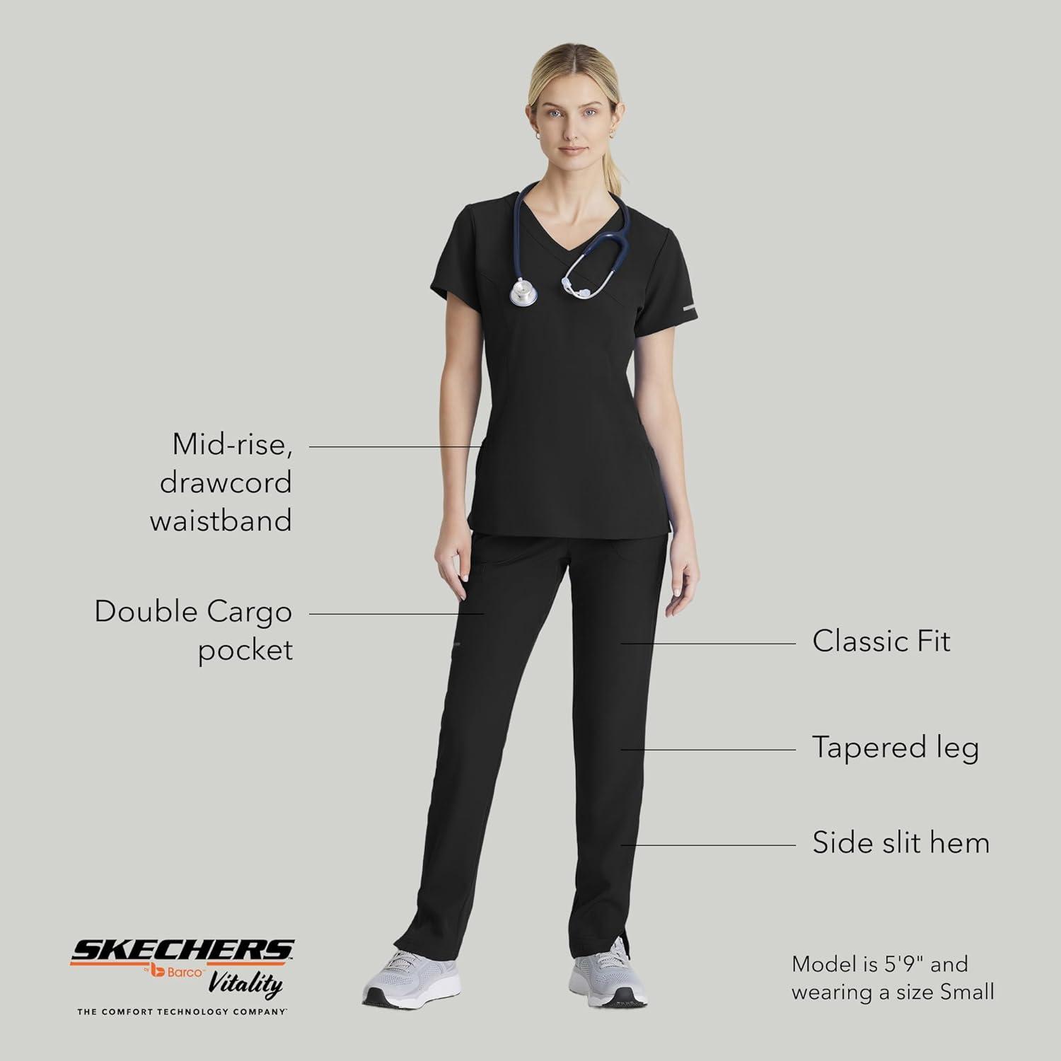 imageBARCO Skechers Vitality Charge Scrub Pant for Women MidRise Medical Pant 4Way Stretch Womens Scrub PantBlack