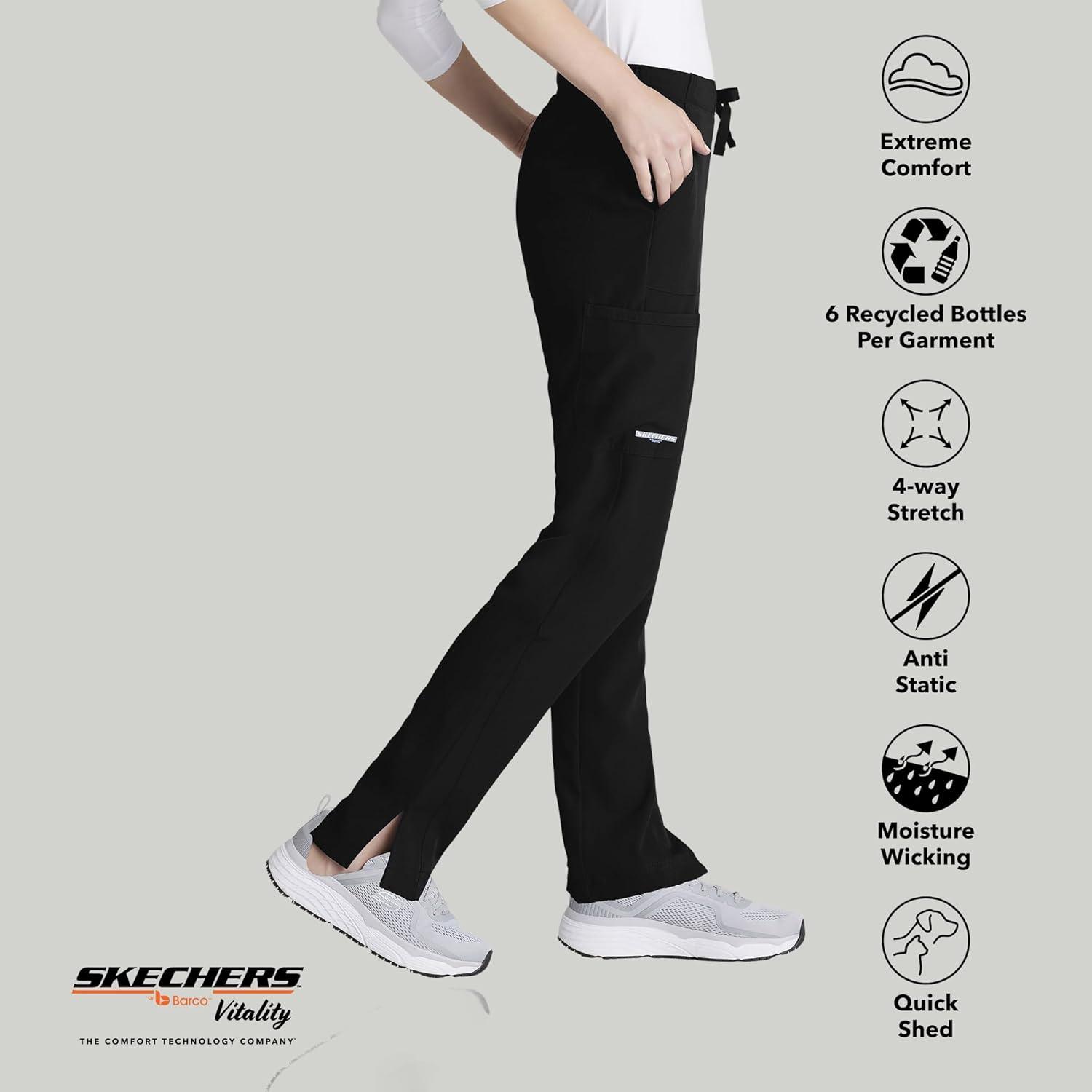 imageBARCO Skechers Vitality Charge Scrub Pant for Women MidRise Medical Pant 4Way Stretch Womens Scrub PantBlack