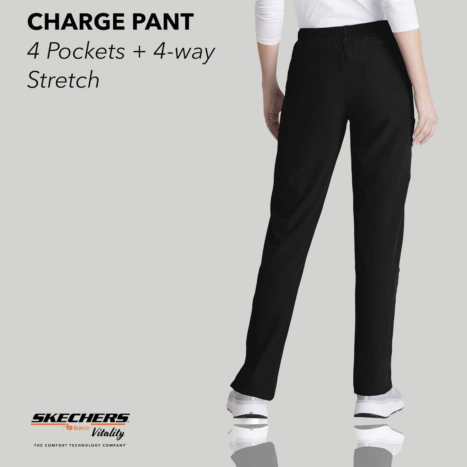 imageBARCO Skechers Vitality Charge Scrub Pant for Women MidRise Medical Pant 4Way Stretch Womens Scrub PantBlack