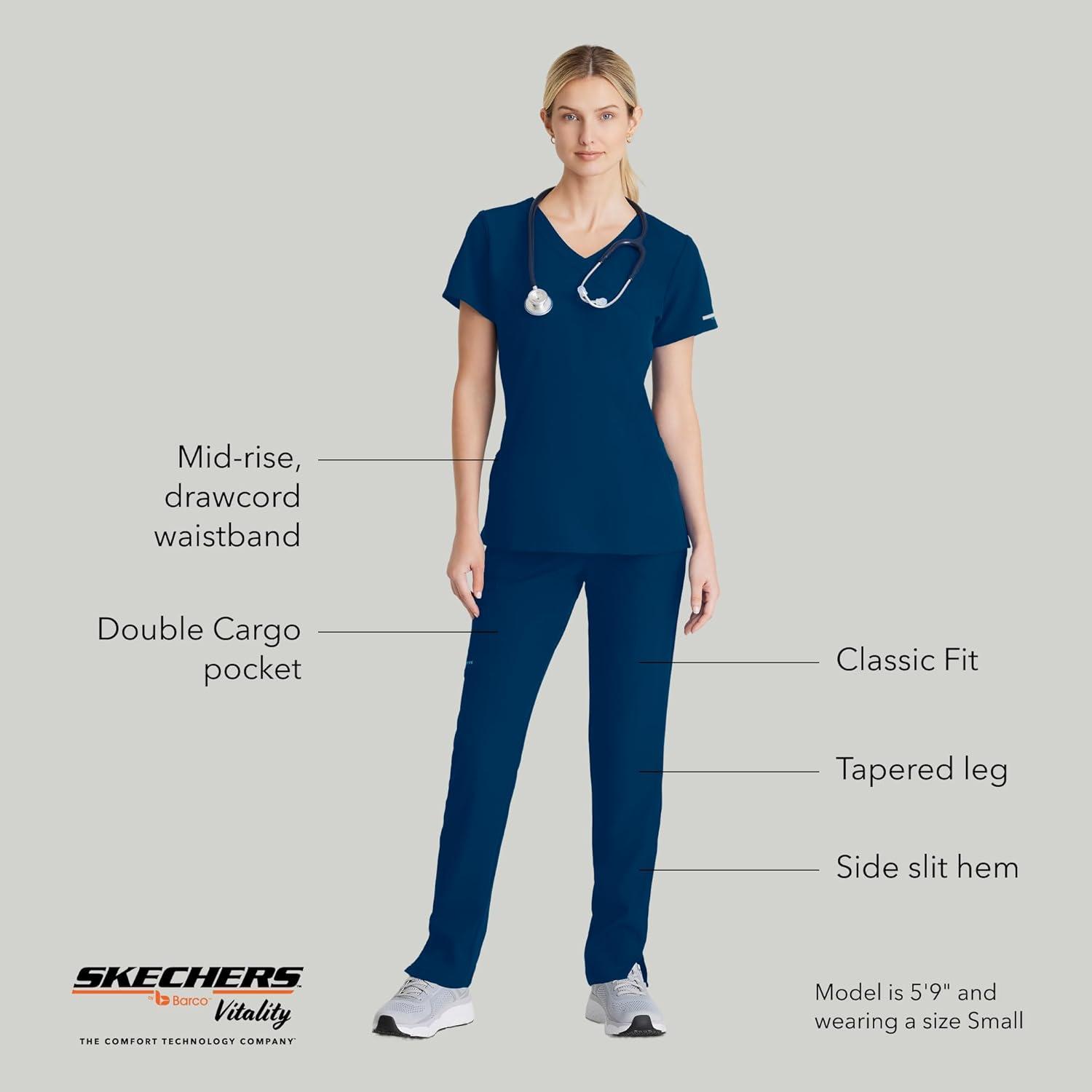 imageBARCO Skechers Vitality Charge Scrub Pant for Women MidRise Medical Pant 4Way Stretch Womens Scrub PantNavy