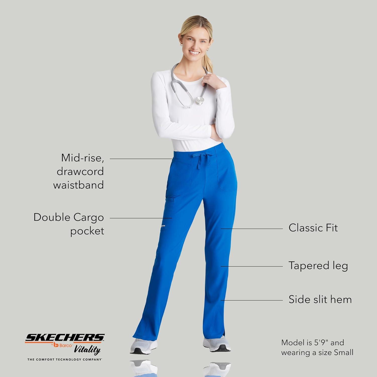 imageBARCO Skechers Vitality Charge Scrub Pant for Women MidRise Medical Pant 4Way Stretch Womens Scrub PantNew Royal