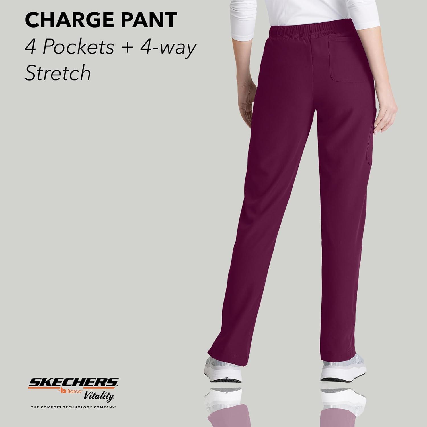 imageBARCO Skechers Vitality Charge Scrub Pant for Women MidRise Medical Pant 4Way Stretch Womens Scrub PantWine