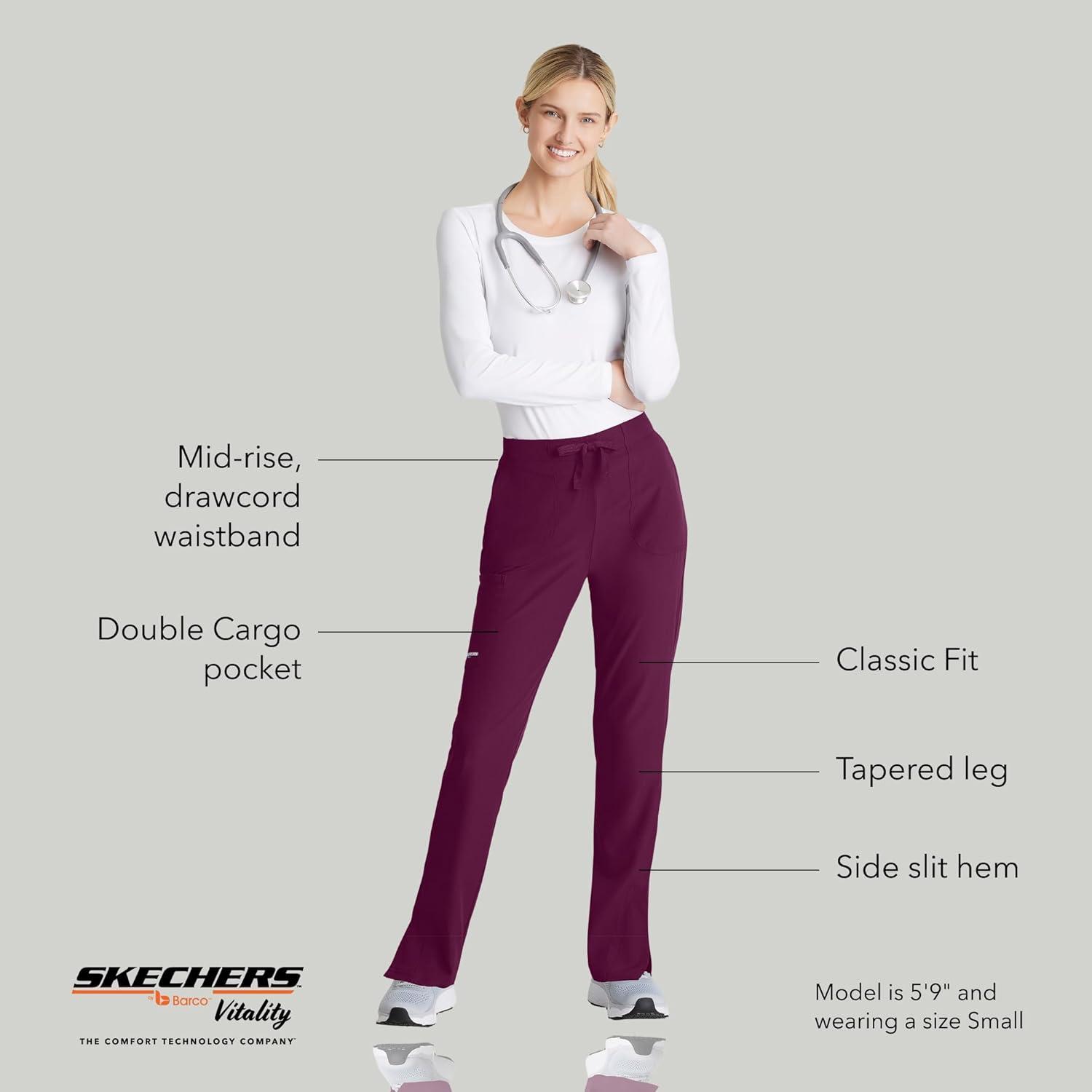imageBARCO Skechers Vitality Charge Scrub Pant for Women MidRise Medical Pant 4Way Stretch Womens Scrub PantWine