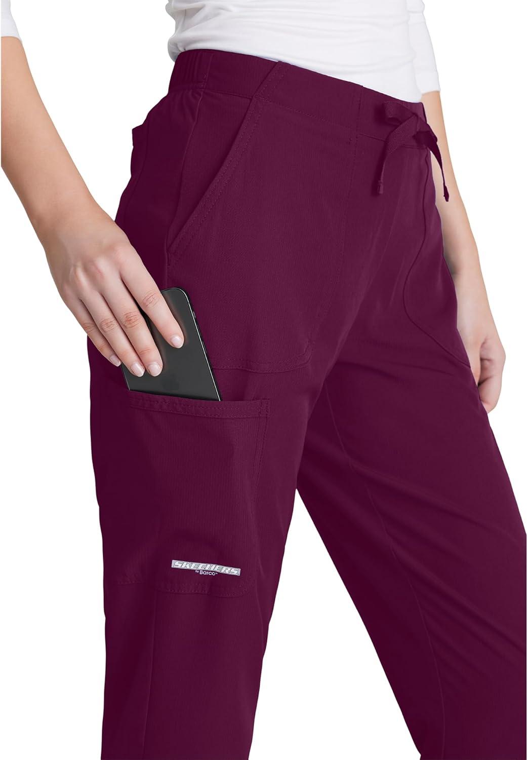 imageBARCO Skechers Vitality Charge Scrub Pant for Women MidRise Medical Pant 4Way Stretch Womens Scrub PantWine