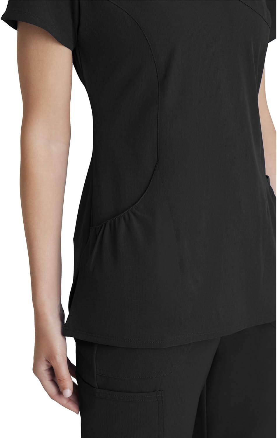 imageBARCO Skechers Vitality Charge Scrub Top for Women VNeck Medical Top 4Way Stretch Womens Scrub TopBlack