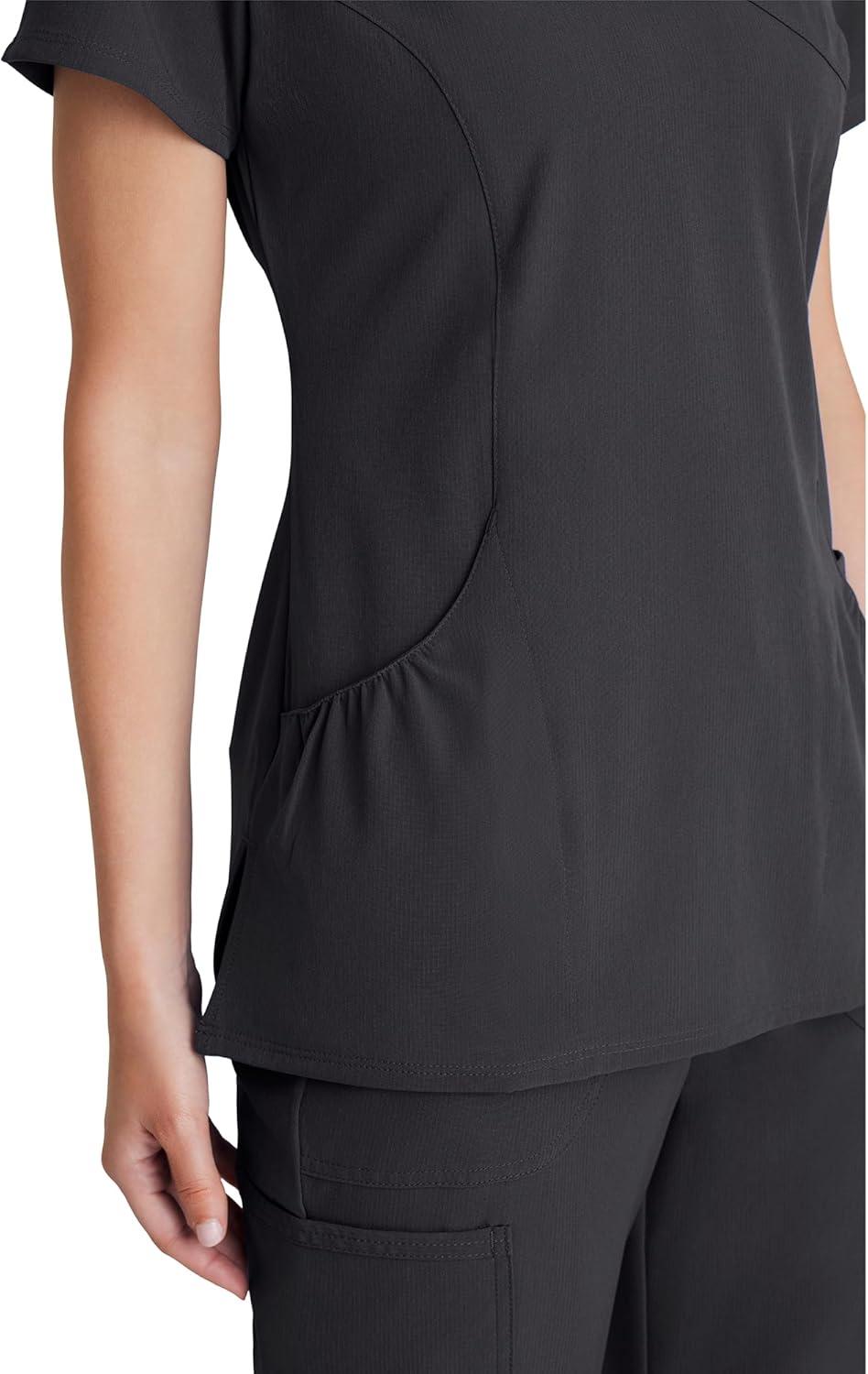 imageBARCO Skechers Vitality Charge Scrub Top for Women VNeck Medical Top 4Way Stretch Womens Scrub TopPewter