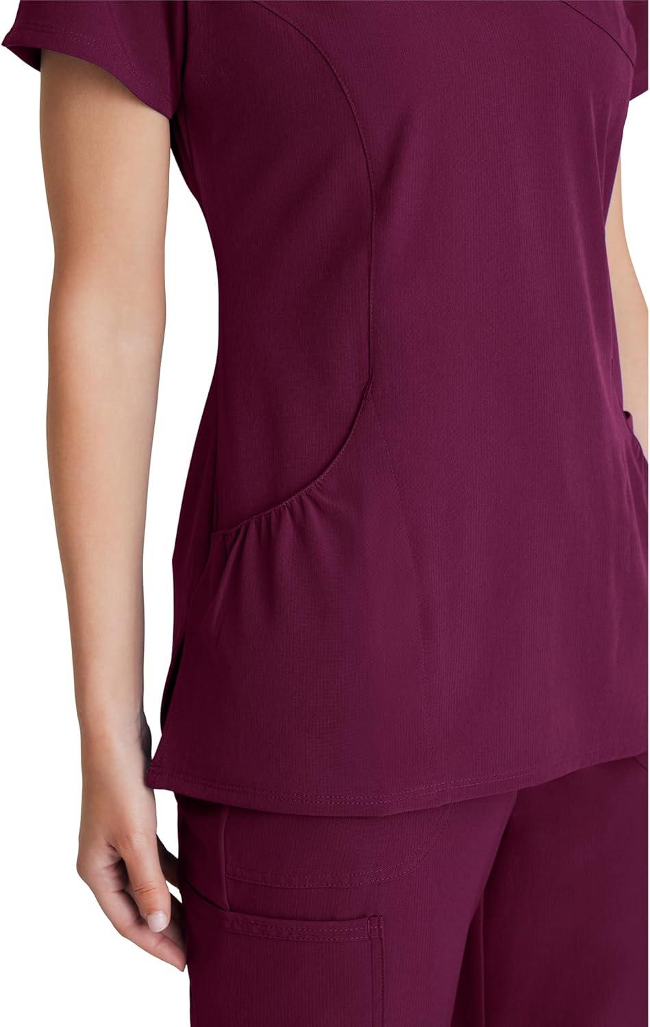 imageBARCO Skechers Vitality Charge Scrub Top for Women VNeck Medical Top 4Way Stretch Womens Scrub TopWine