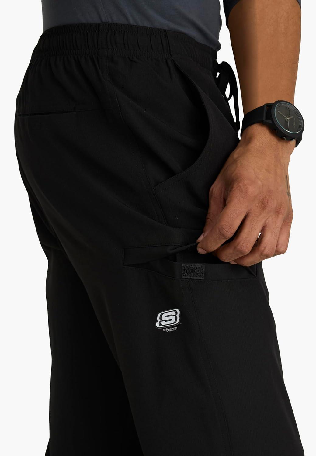 imageBARCO Skechers Vitality Crew Scrub Jogger for Men Medical Cargo Pant 4Way Stretch Sustainable Fabric Mens Scrub PantBlack