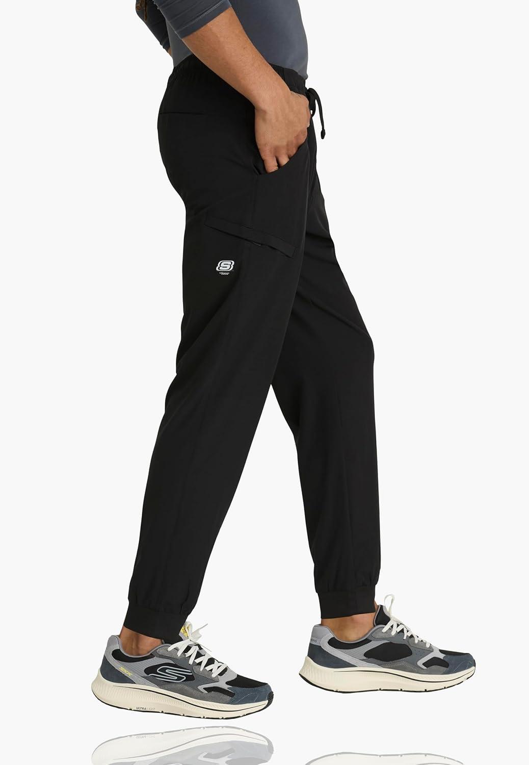 imageBARCO Skechers Vitality Crew Scrub Jogger for Men Medical Cargo Pant 4Way Stretch Sustainable Fabric Mens Scrub PantBlack