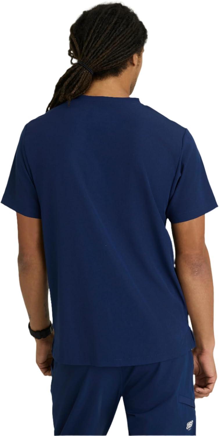 imageBARCO Skechers Vitality Crew Scrub Top for Men Crossover VNeck Medical Top 4Way Stretch Mens Scrub TopNavy