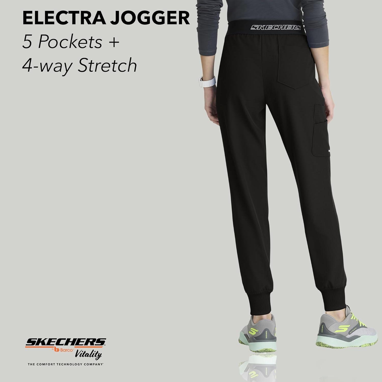 imageBARCO Skechers Vitality Electra Classic Fit Scrub Jogger for Women MidRise 5Pocket Pant with 4Way StretchBlack