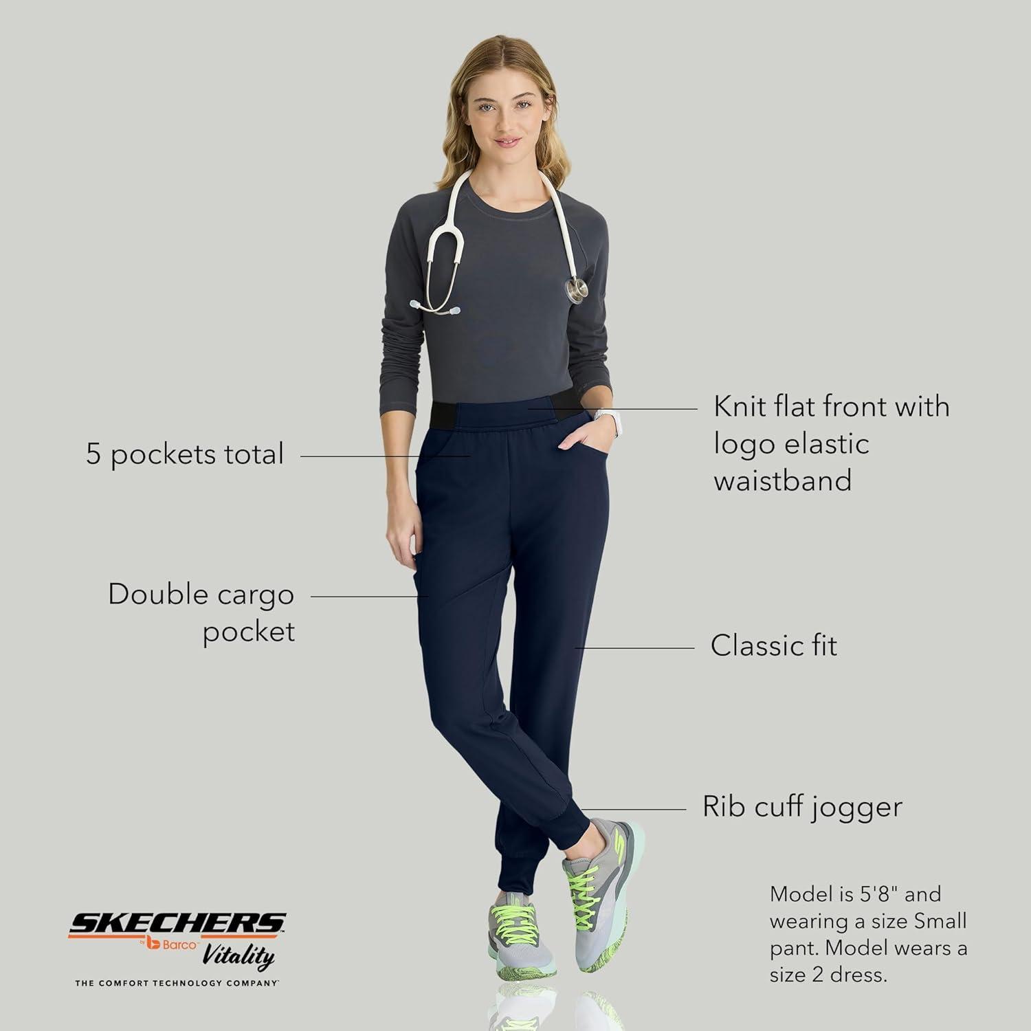 imageBARCO Skechers Vitality Electra Classic Fit Scrub Jogger for Women MidRise 5Pocket Pant with 4Way StretchNavy