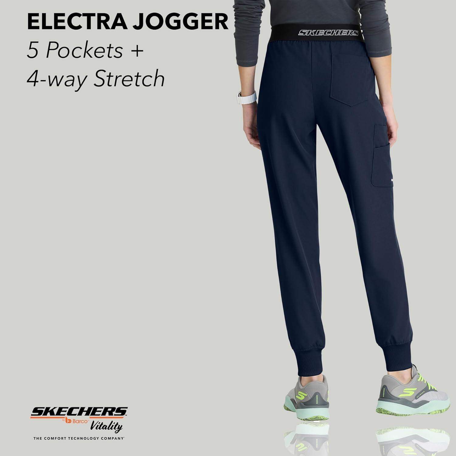 imageBARCO Skechers Vitality Electra Classic Fit Scrub Jogger for Women MidRise 5Pocket Pant with 4Way StretchNavy