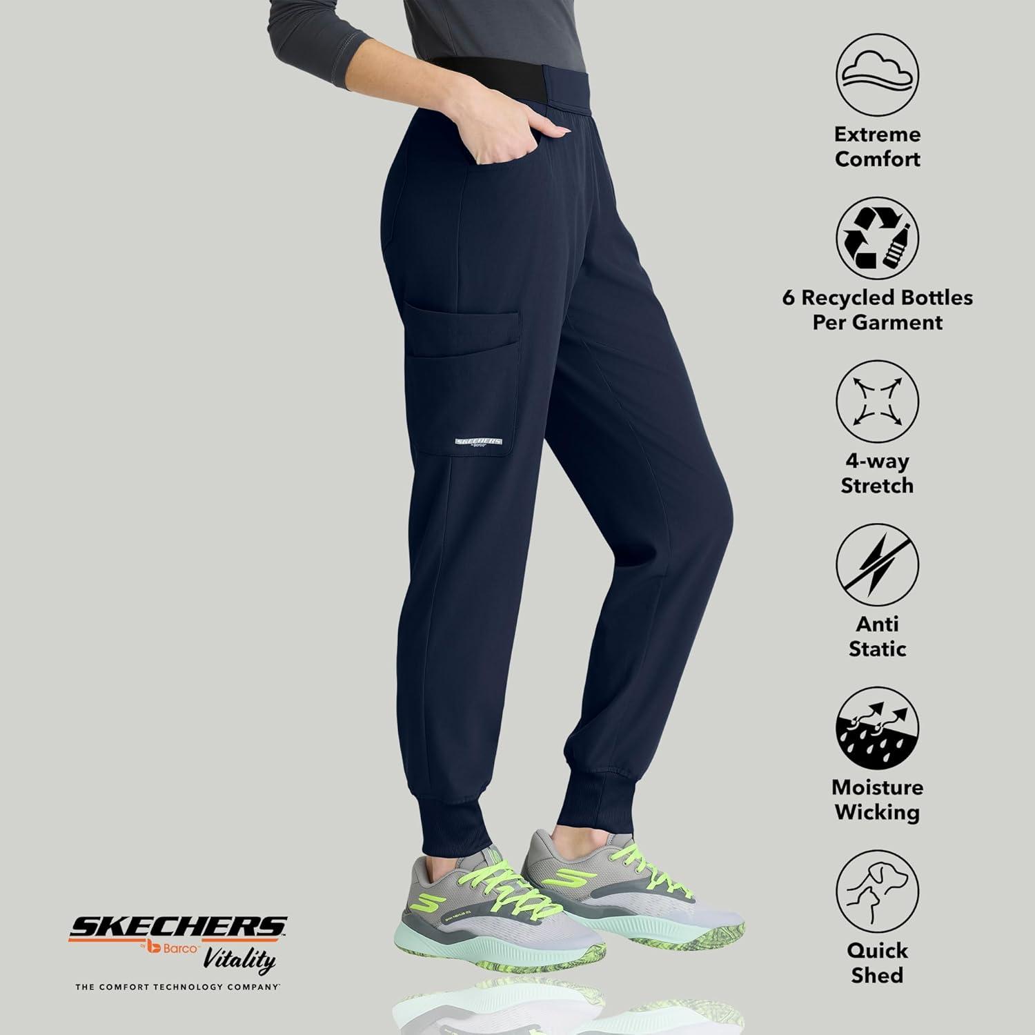 imageBARCO Skechers Vitality Electra Classic Fit Scrub Jogger for Women MidRise 5Pocket Pant with 4Way StretchNavy