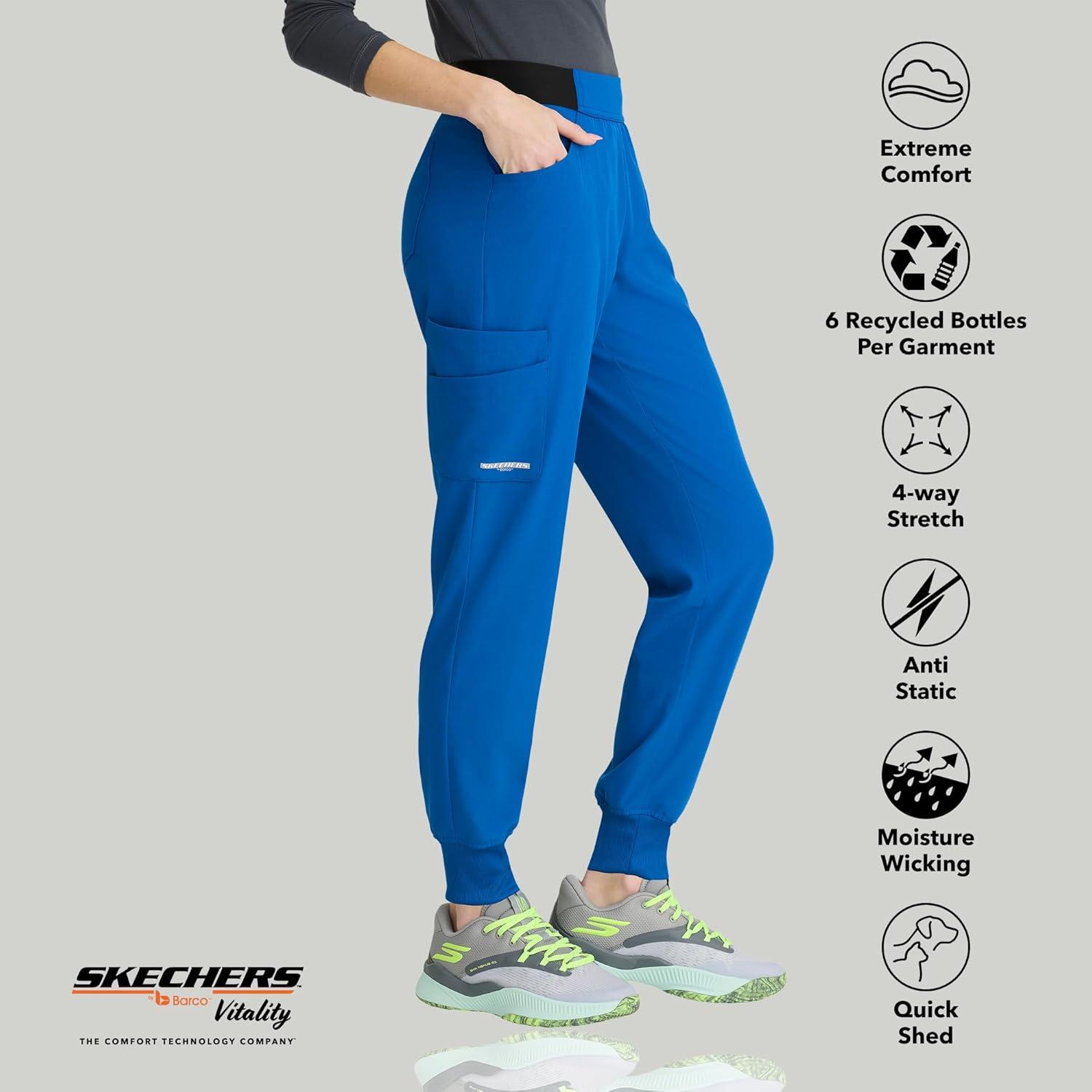 imageBARCO Skechers Vitality Electra Classic Fit Scrub Jogger for Women MidRise 5Pocket Pant with 4Way StretchNew Royal