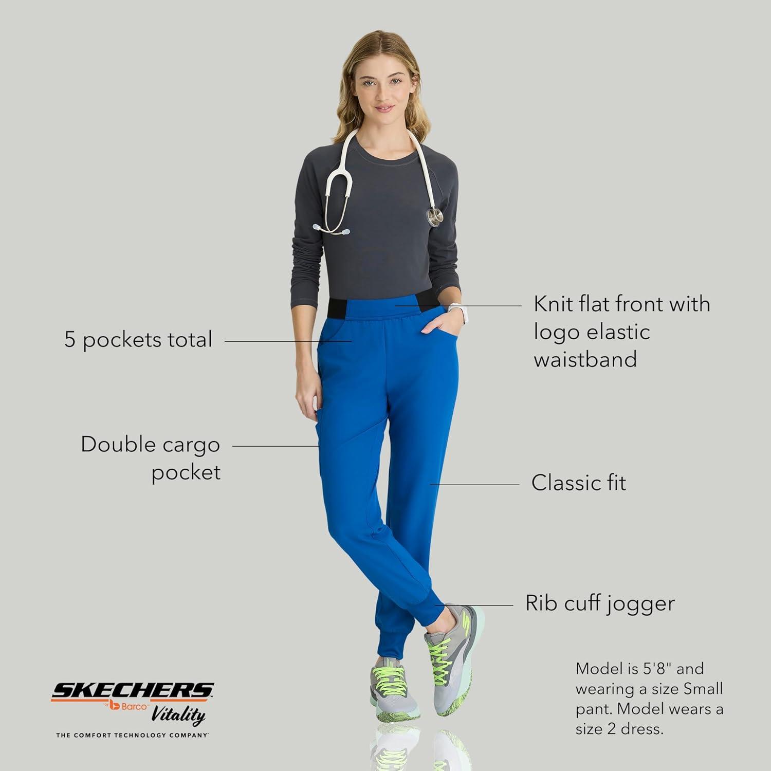 imageBARCO Skechers Vitality Electra Classic Fit Scrub Jogger for Women MidRise 5Pocket Pant with 4Way StretchNew Royal