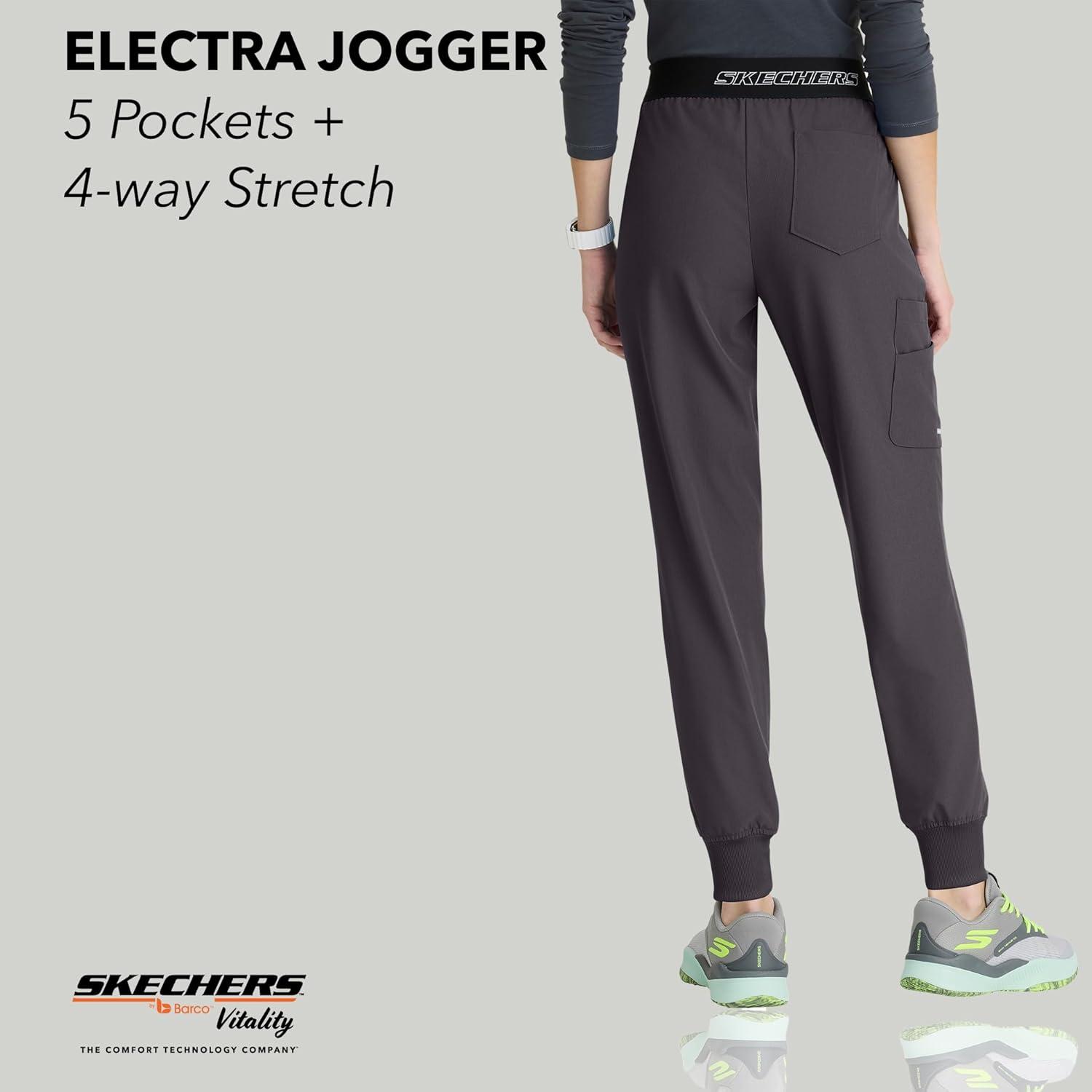 imageBARCO Skechers Vitality Electra Classic Fit Scrub Jogger for Women MidRise 5Pocket Pant with 4Way StretchPewter