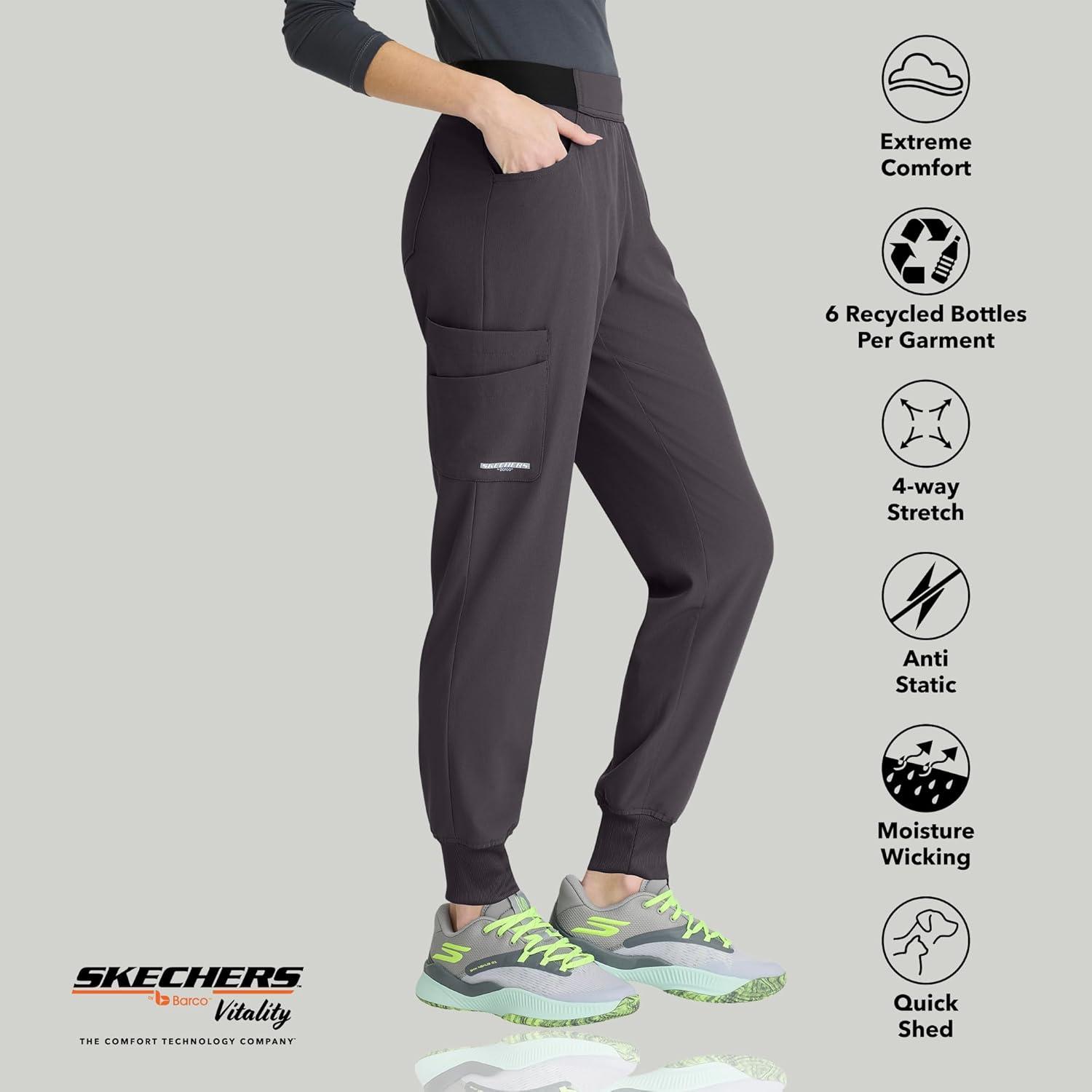 imageBARCO Skechers Vitality Electra Classic Fit Scrub Jogger for Women MidRise 5Pocket Pant with 4Way StretchPewter