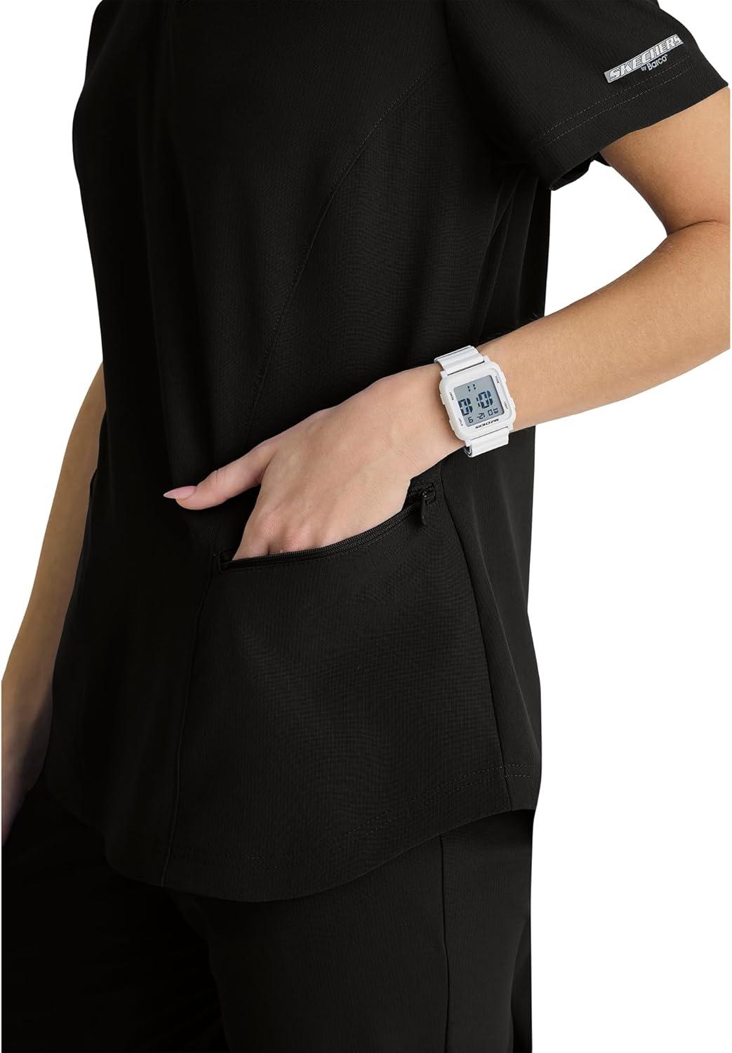 imageBARCO Skechers Vitality Electra Classic Fit Scrub Top for Womens 3Pocket VNeck Top with Moisture Wicking FabricBlack