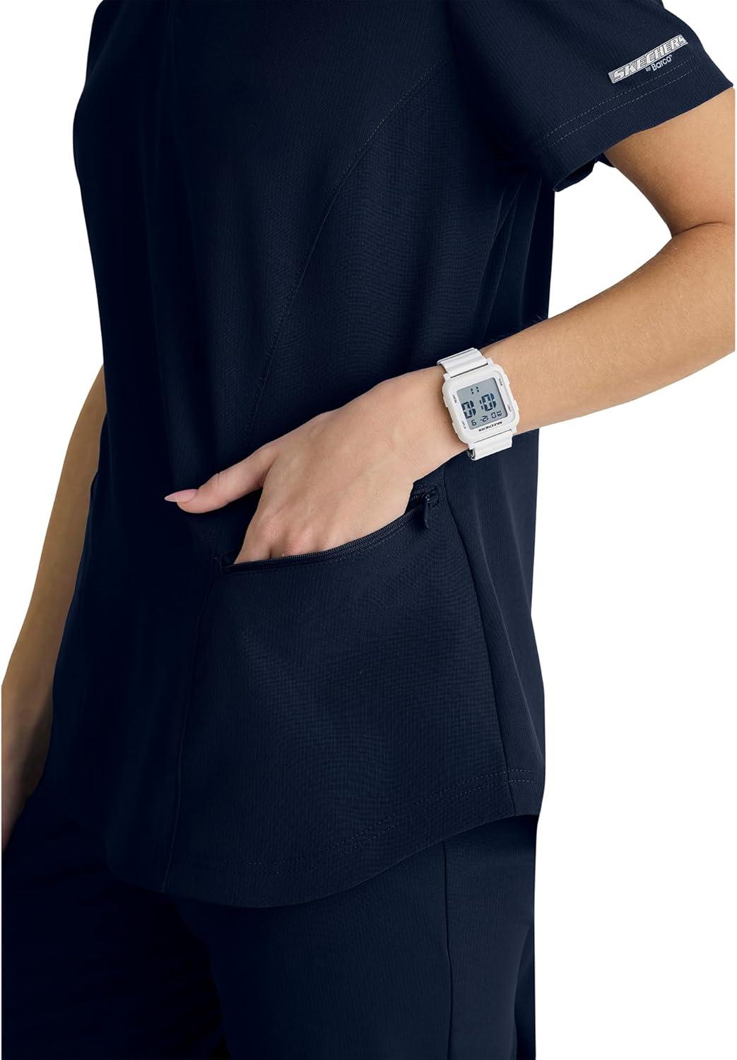 imageBARCO Skechers Vitality Electra Classic Fit Scrub Top for Womens 3Pocket VNeck Top with Moisture Wicking FabricNavy