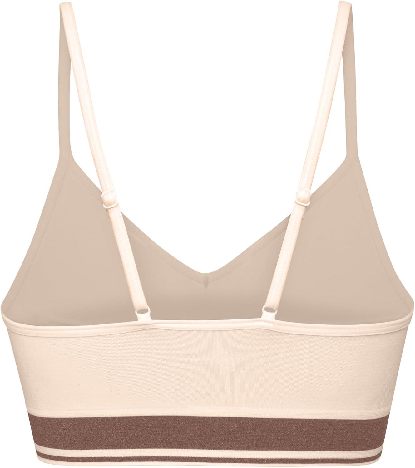 imageSkechers 3 Pack Womens Sports Bra Sujetador Deportivo Seamless Bralette Yoga Athletic WorkoutBrownNudeBlush