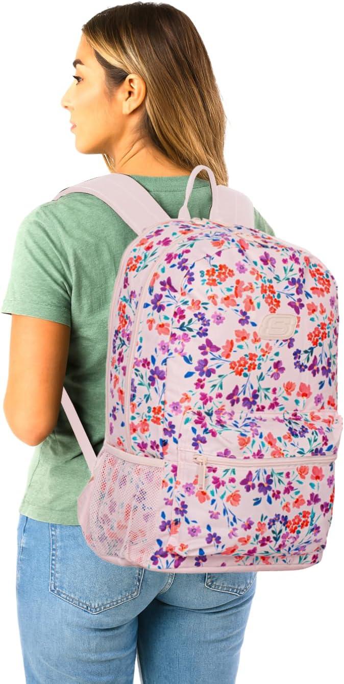 imageSkechers 365 Essential Travel Backpack for Women ampamp Men College Backpack Laptop Bag Multipurpose Back Pack ampamp Book Bag Black ampamp WhiteFloral