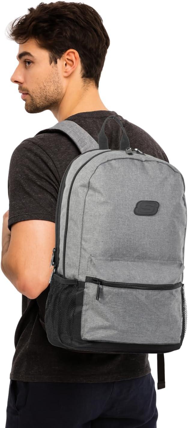 imageSkechers 365 Essential Travel Backpack for Women ampamp Men College Backpack Laptop Bag Multipurpose Back Pack ampamp Book Bag Black ampamp WhiteGrey