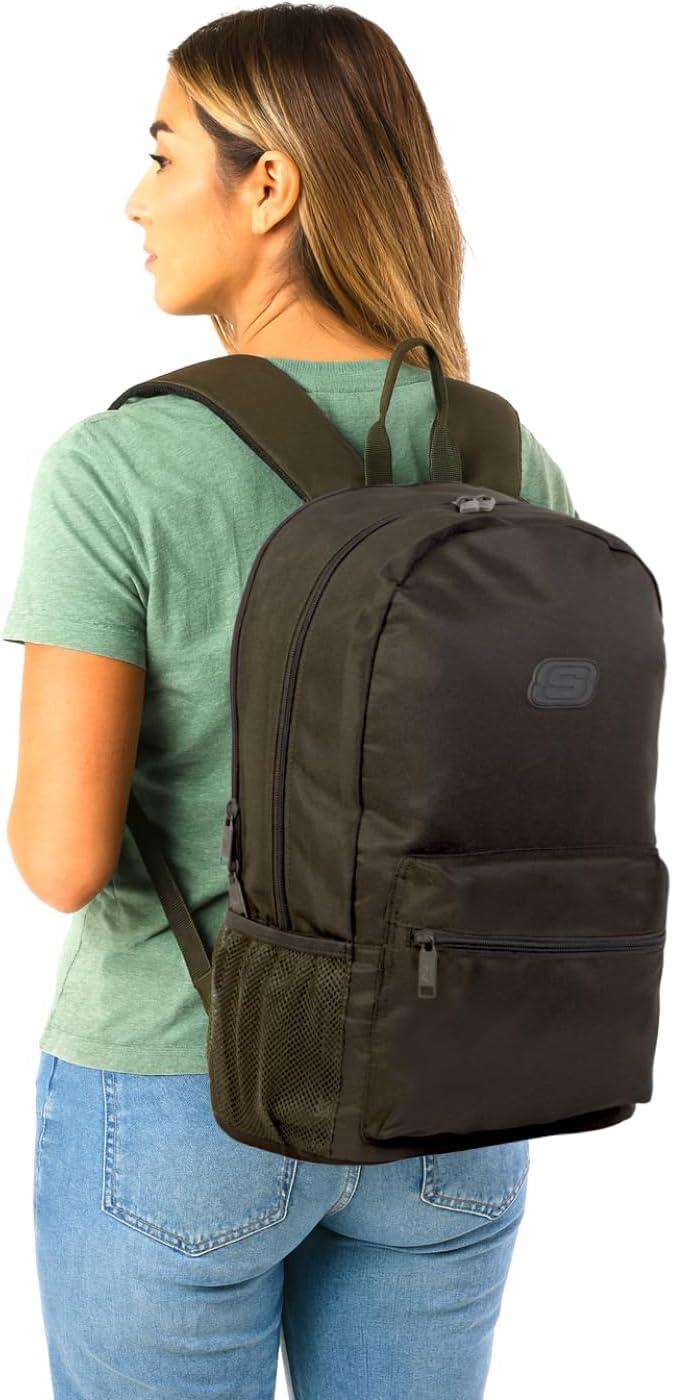 imageSkechers 365 Essential Travel Backpack for Women ampamp Men College Backpack Laptop Bag Multipurpose Back Pack ampamp Book Bag Black ampamp WhiteOlive