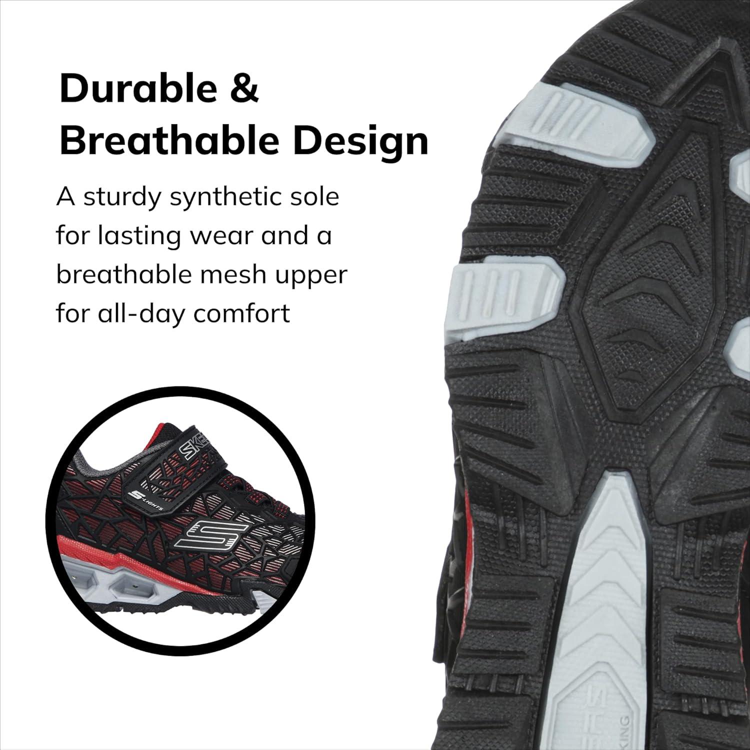 imageSkechers Boys Hydro Lights Tuff Force SneakerSneakerBlackRed