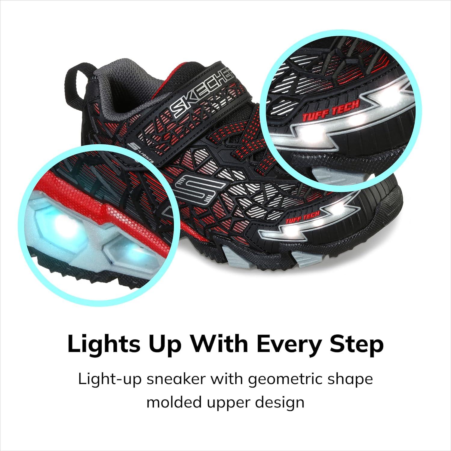 imageSkechers Boys Hydro Lights Tuff Force SneakerSneakerBlackRed