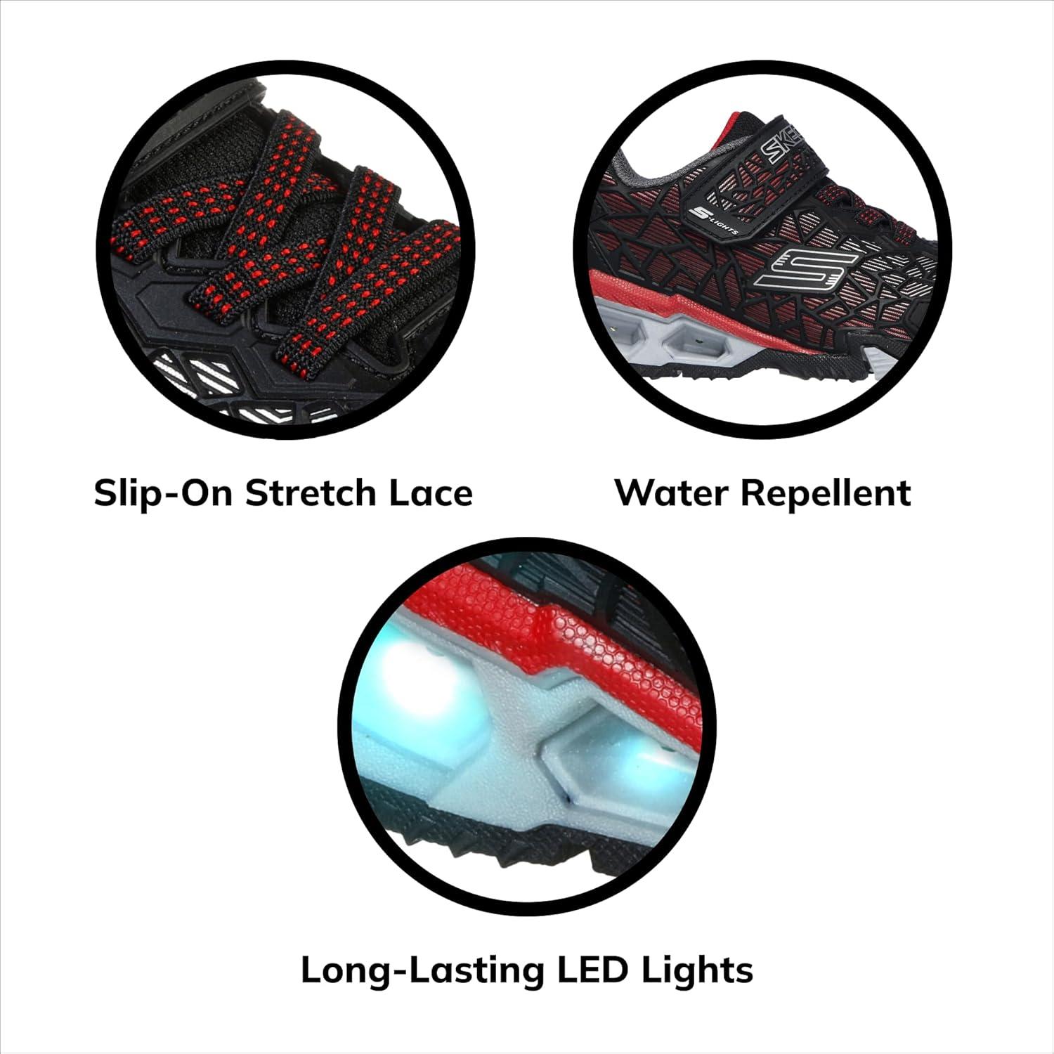 imageSkechers Boys Hydro Lights Tuff Force SneakerSneakerBlackRed