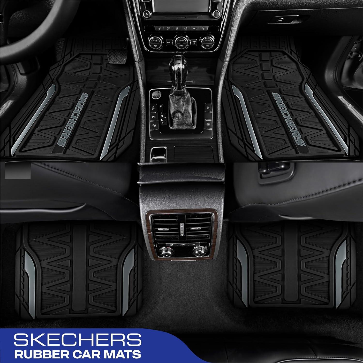 imageSkechers Car Floor MatsHeavy Duty Rubber Car Mats Full SetAll Weather Floor MatsWaterproof Trim to Fit Universal Floor Liner Car AccessoriesAutomotive Floor Mats for Cars Trucks SUVBlueGrey