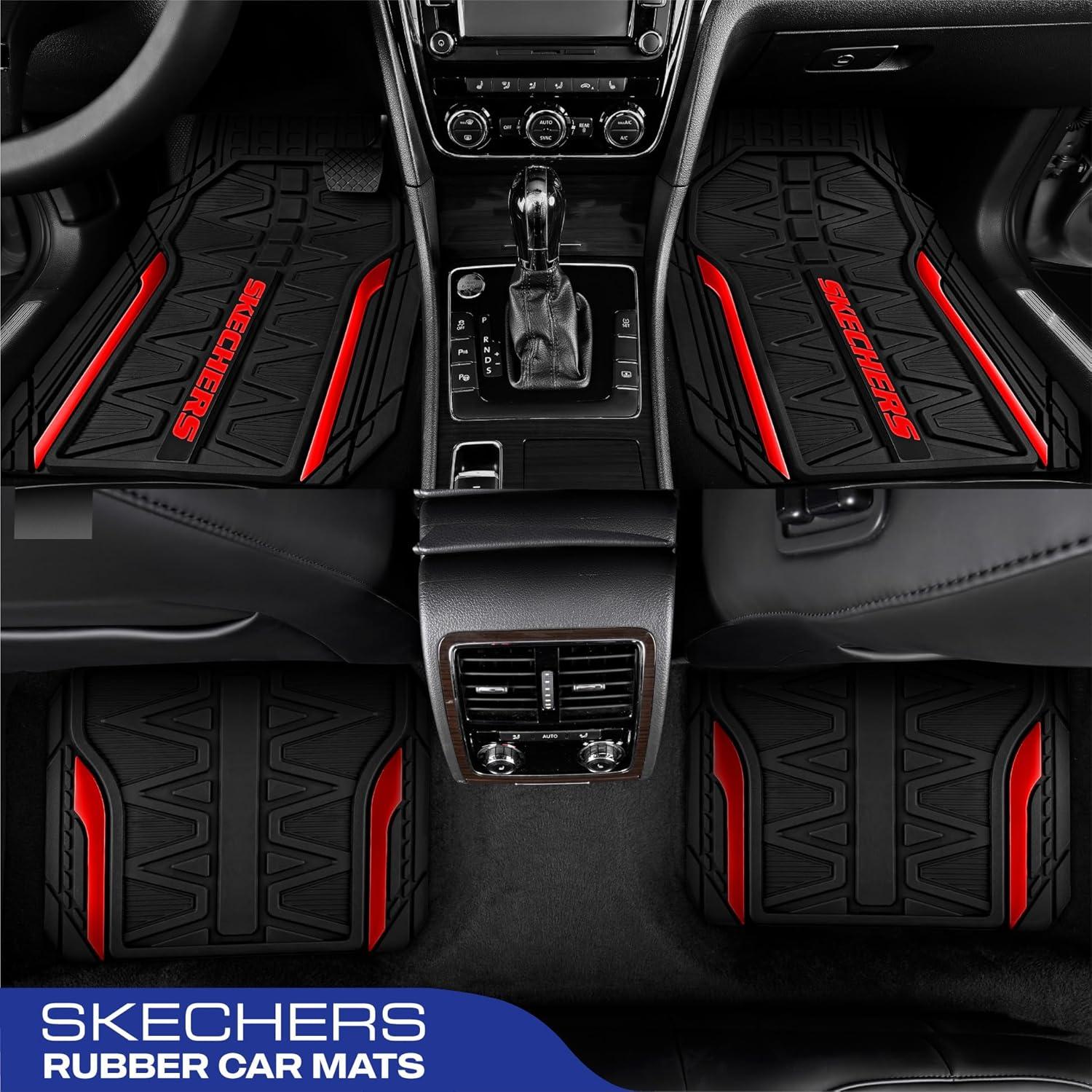 imageSkechers Car Floor MatsHeavy Duty Rubber Car Mats Full SetAll Weather Floor MatsWaterproof Trim to Fit Universal Floor Liner Car AccessoriesAutomotive Floor Mats for Cars Trucks SUVBlueRed