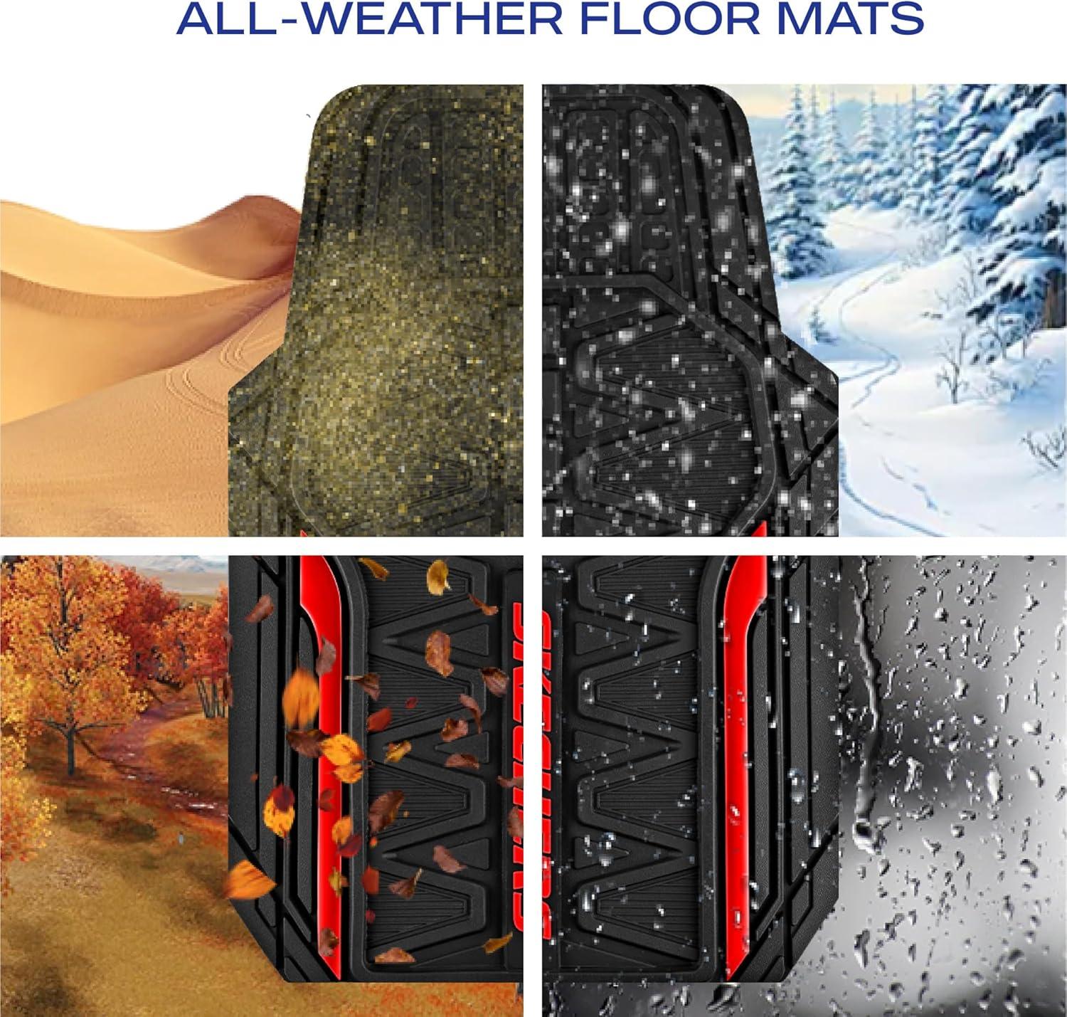 imageSkechers Car Floor MatsHeavy Duty Rubber Car Mats Full SetAll Weather Floor MatsWaterproof Trim to Fit Universal Floor Liner Car AccessoriesAutomotive Floor Mats for Cars Trucks SUVBlueRed