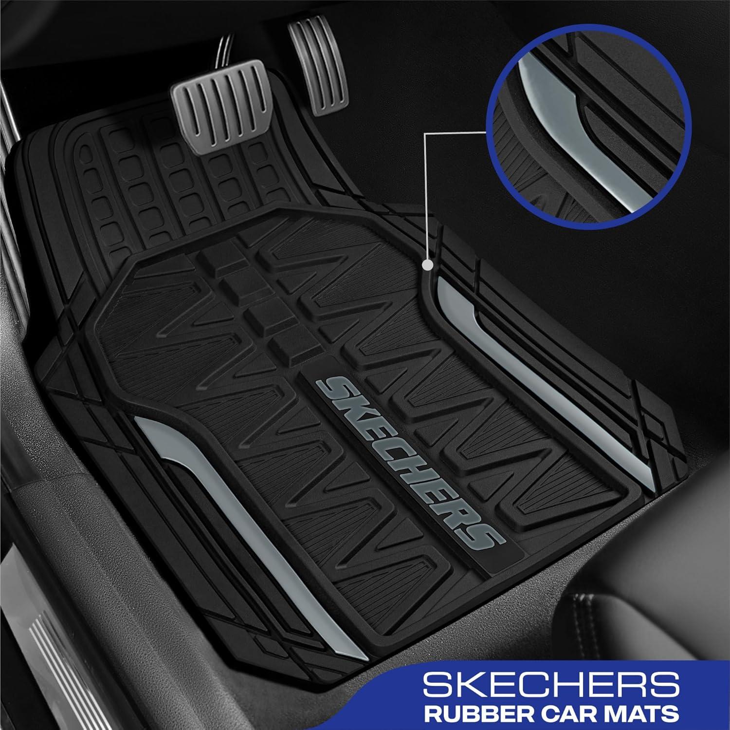 imageSkechers Car Floor MatsHeavy Duty Rubber Car Mats Full SetAll Weather Floor MatsWaterproof Trim to Fit Universal Floor Liner Car AccessoriesAutomotive Floor Mats for Cars Trucks SUVBlueGrey