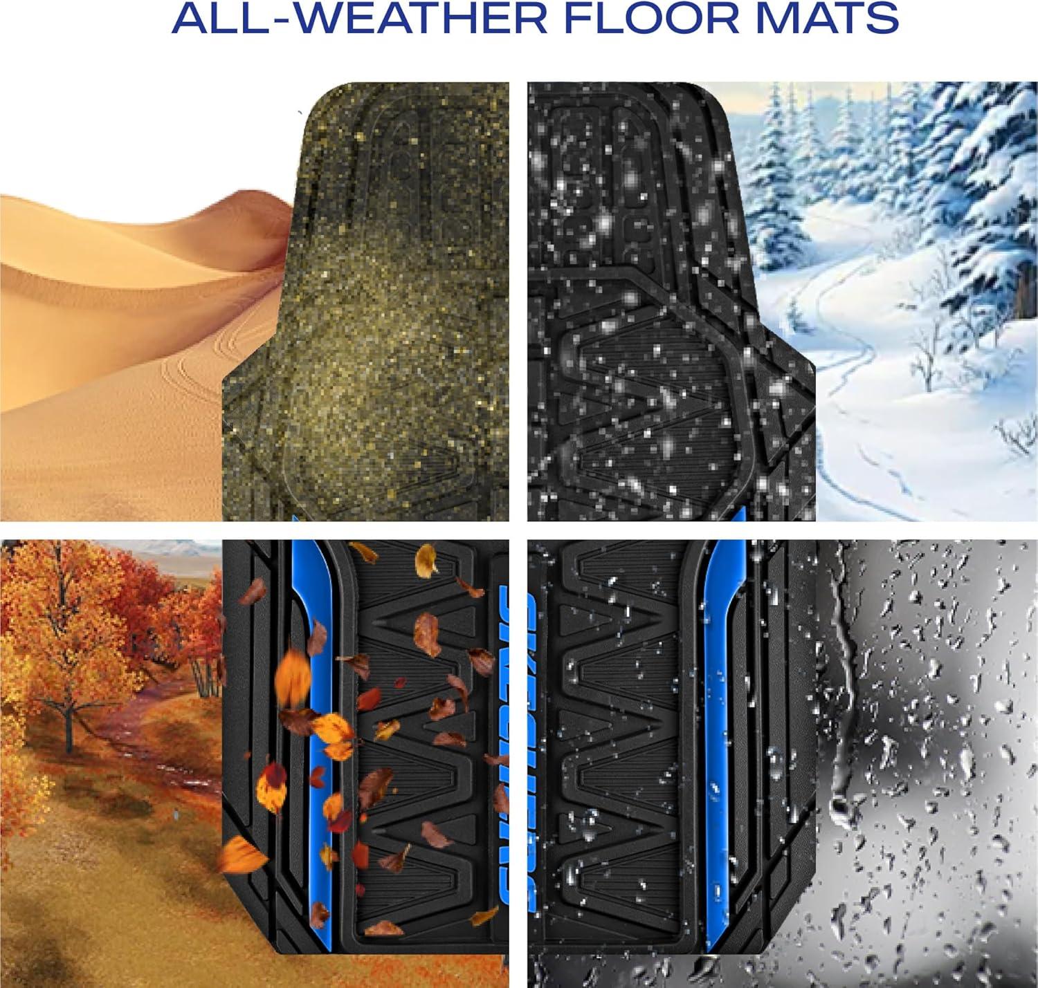 imageSkechers Car Floor MatsHeavy Duty Rubber Car Mats Full SetAll Weather Floor MatsWaterproof Trim to Fit Universal Floor Liner Car AccessoriesAutomotive Floor Mats for Cars Trucks SUVBlueBlue