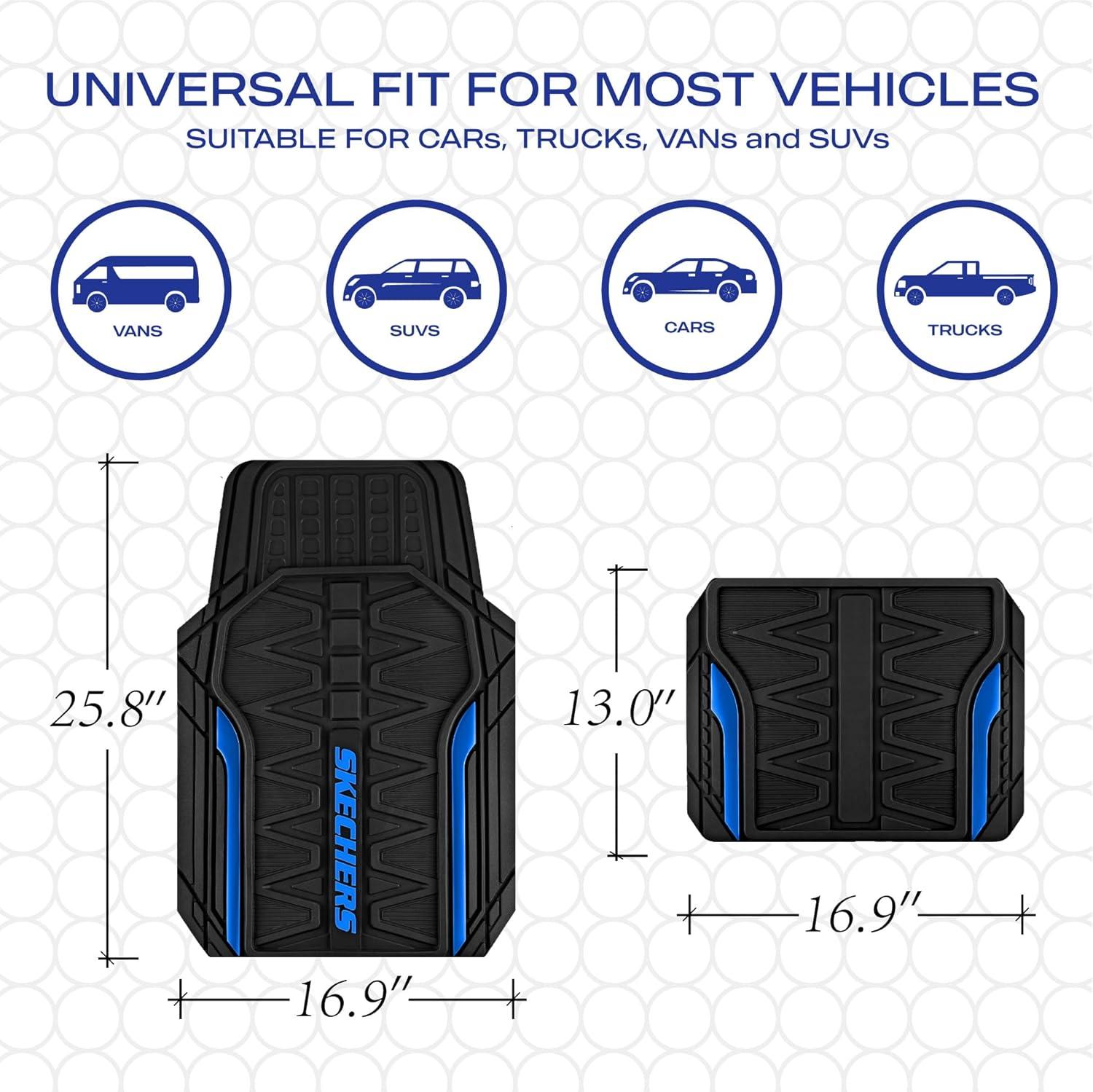 imageSkechers Car Floor MatsHeavy Duty Rubber Car Mats Full SetAll Weather Floor MatsWaterproof Trim to Fit Universal Floor Liner Car AccessoriesAutomotive Floor Mats for Cars Trucks SUVBlueBlue