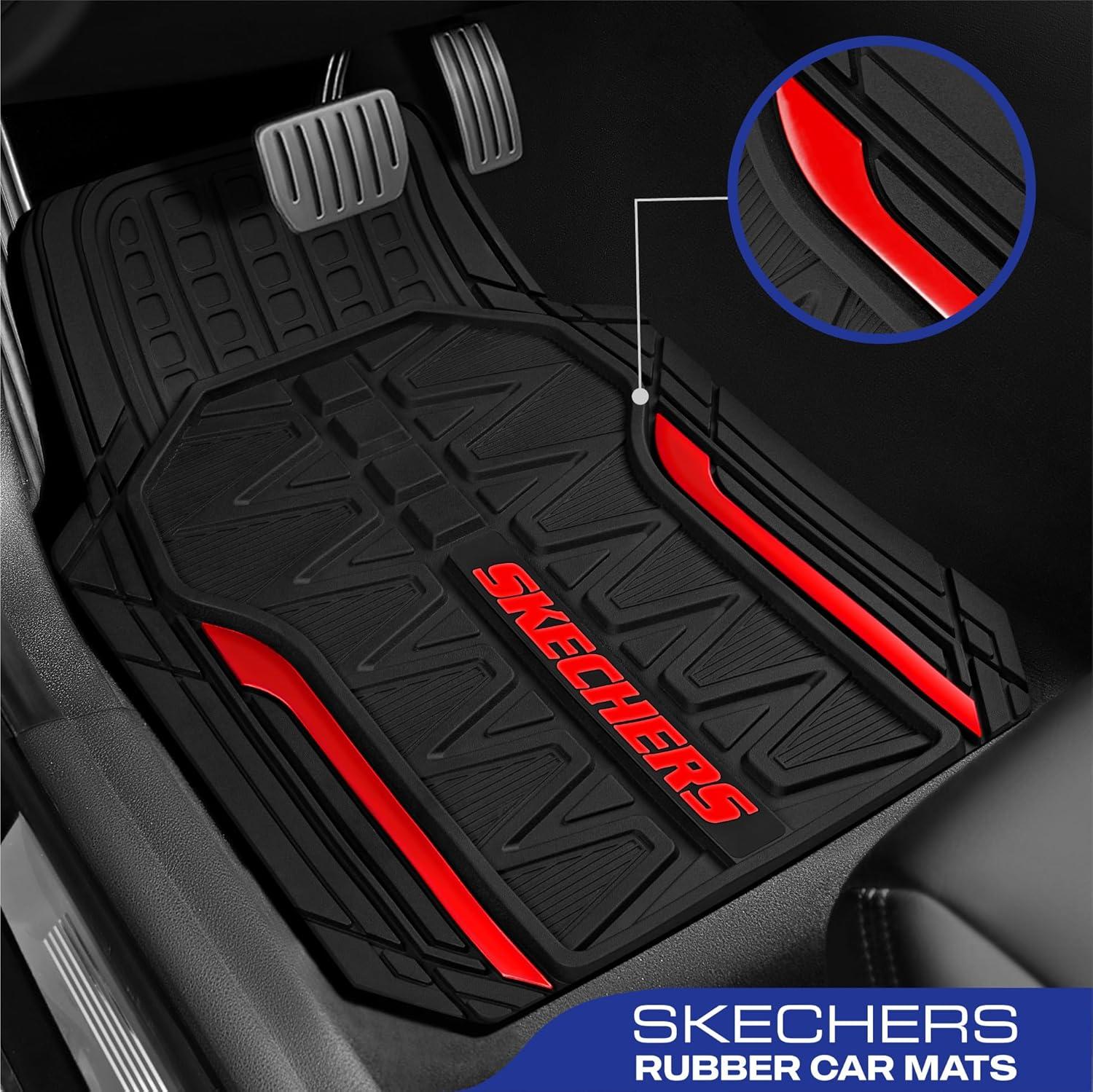 imageSkechers Car Floor MatsHeavy Duty Rubber Car Mats Full SetAll Weather Floor MatsWaterproof Trim to Fit Universal Floor Liner Car AccessoriesAutomotive Floor Mats for Cars Trucks SUVBlueRed