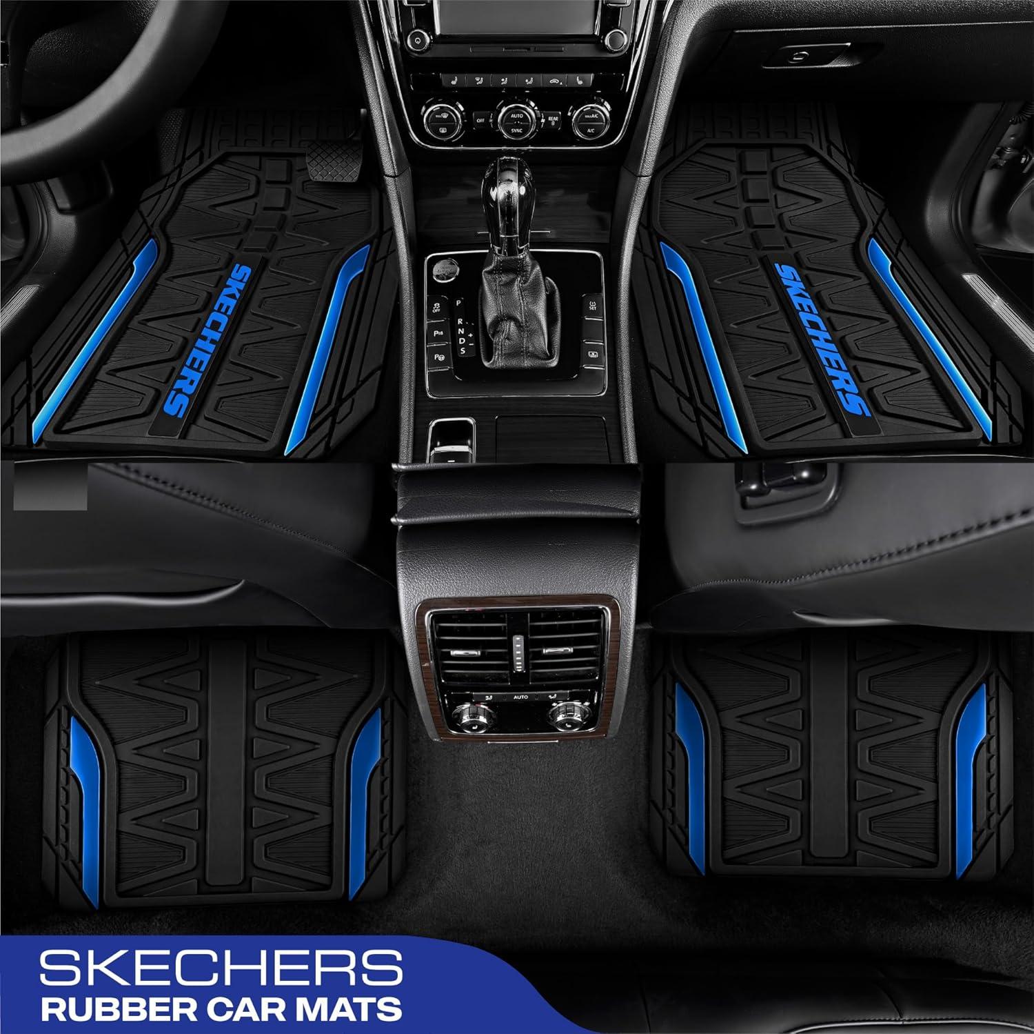 imageSkechers Car Floor MatsHeavy Duty Rubber Car Mats Full SetAll Weather Floor MatsWaterproof Trim to Fit Universal Floor Liner Car AccessoriesAutomotive Floor Mats for Cars Trucks SUVBlueBlue