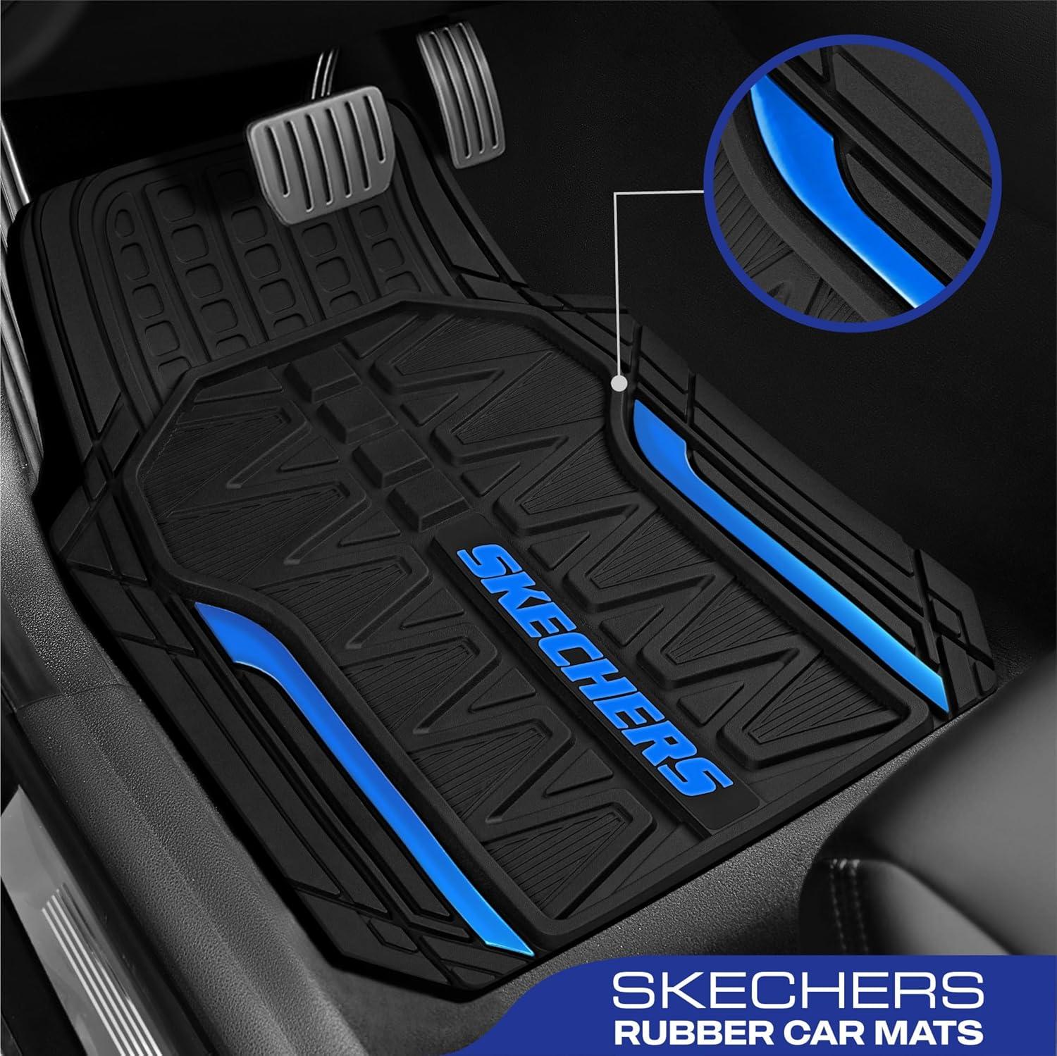 imageSkechers Car Floor MatsHeavy Duty Rubber Car Mats Full SetAll Weather Floor MatsWaterproof Trim to Fit Universal Floor Liner Car AccessoriesAutomotive Floor Mats for Cars Trucks SUVBlueBlue