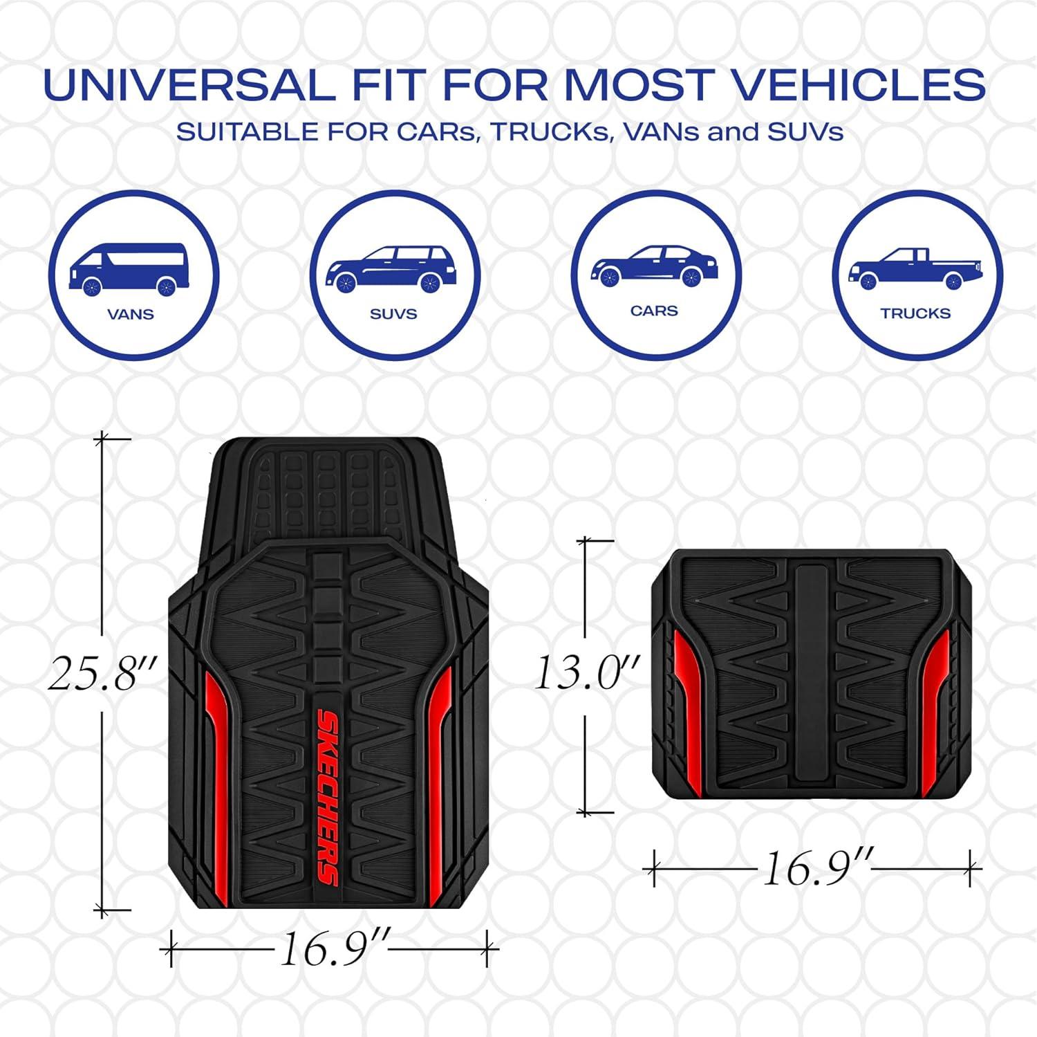 imageSkechers Car Floor MatsHeavy Duty Rubber Car Mats Full SetAll Weather Floor MatsWaterproof Trim to Fit Universal Floor Liner Car AccessoriesAutomotive Floor Mats for Cars Trucks SUVBlueRed
