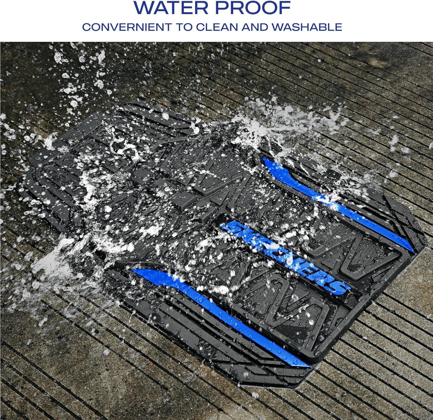 imageSkechers Car Floor MatsHeavy Duty Rubber Car Mats Full SetAll Weather Floor MatsWaterproof Trim to Fit Universal Floor Liner Car AccessoriesAutomotive Floor Mats for Cars Trucks SUVBlueBlue